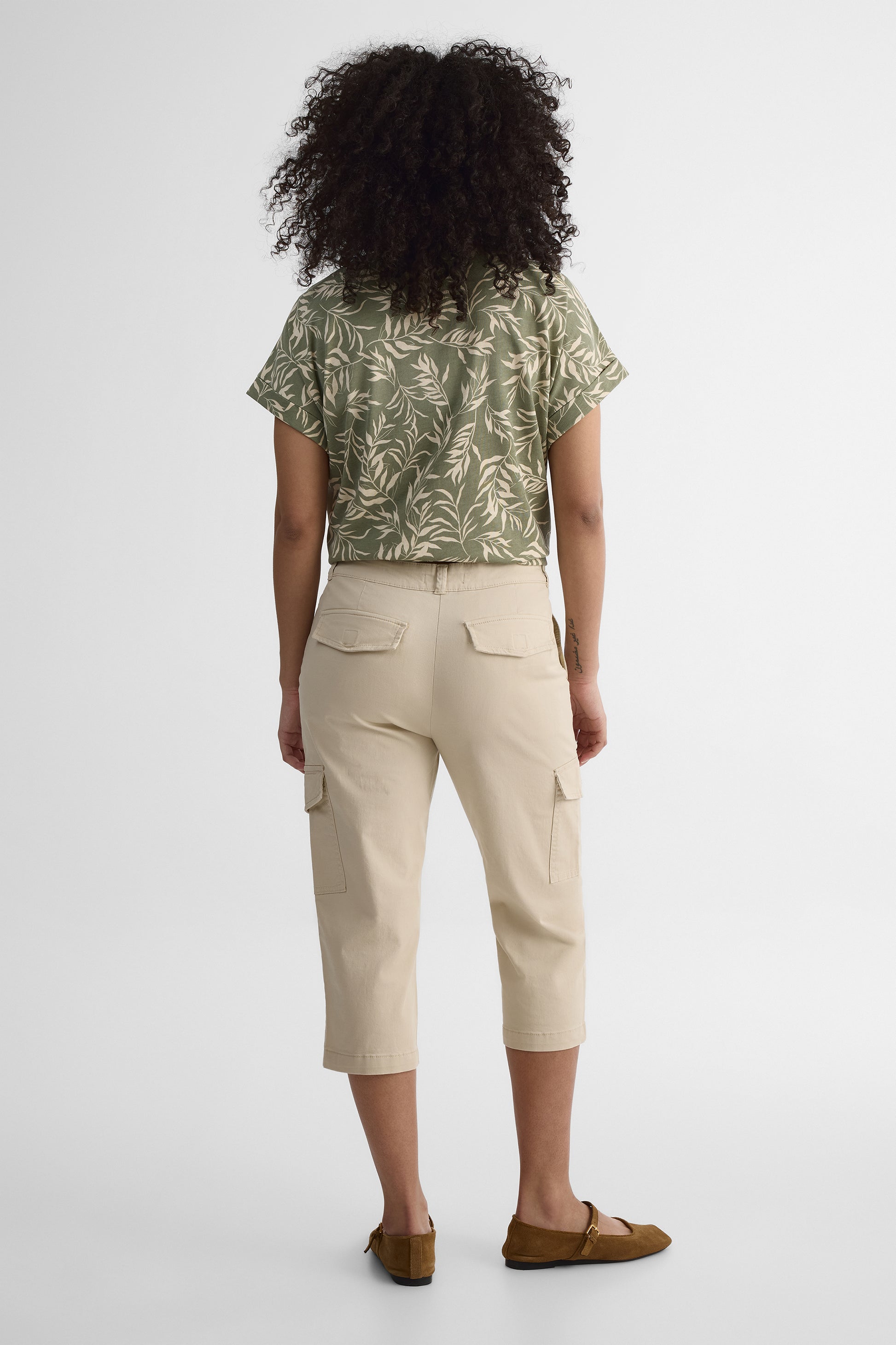 Pantalon capri taille mi-haute - Femme && BEIGE
