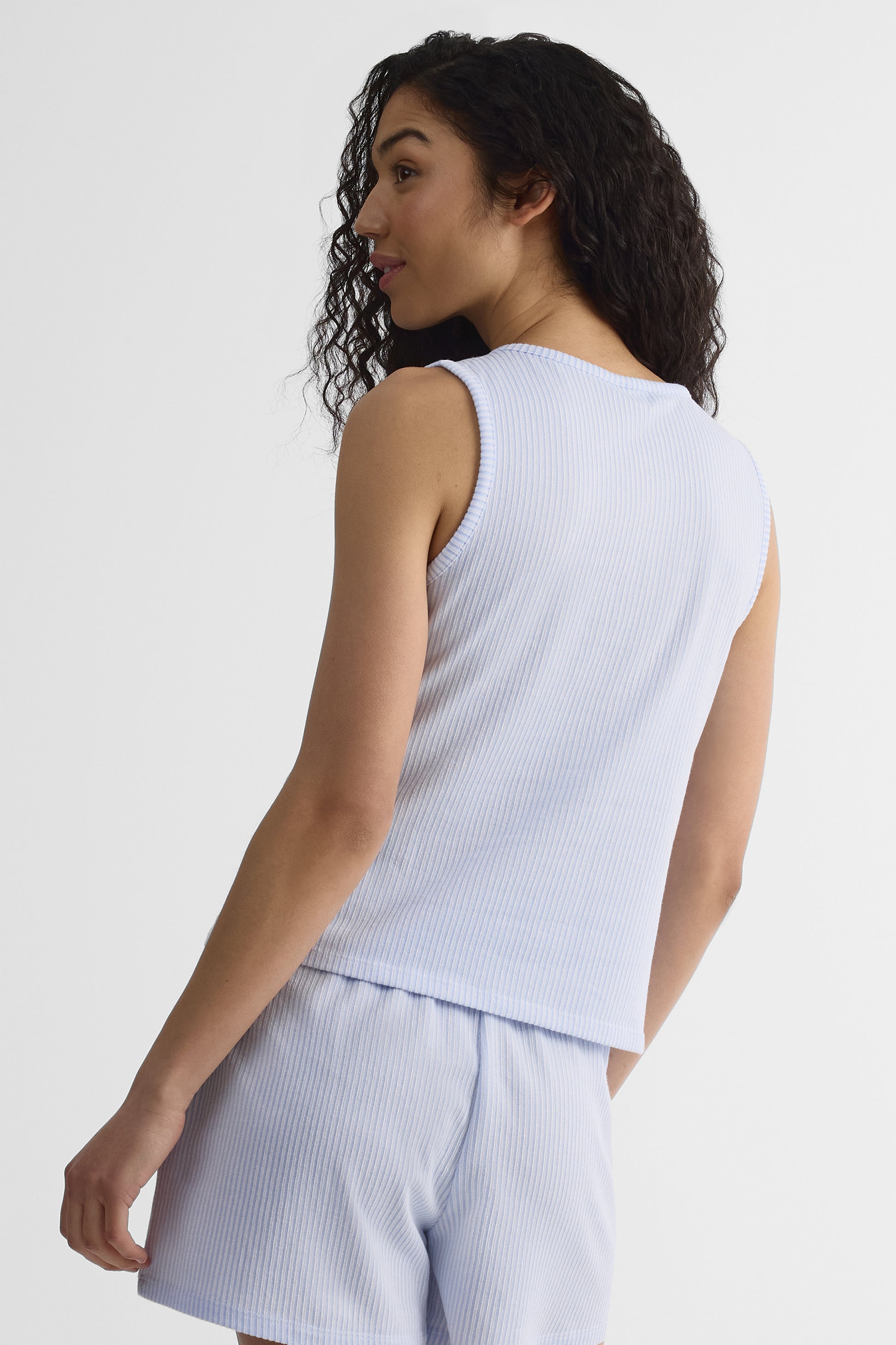 Camisole ajustée en seersucker - Femme && BLEU MULTI