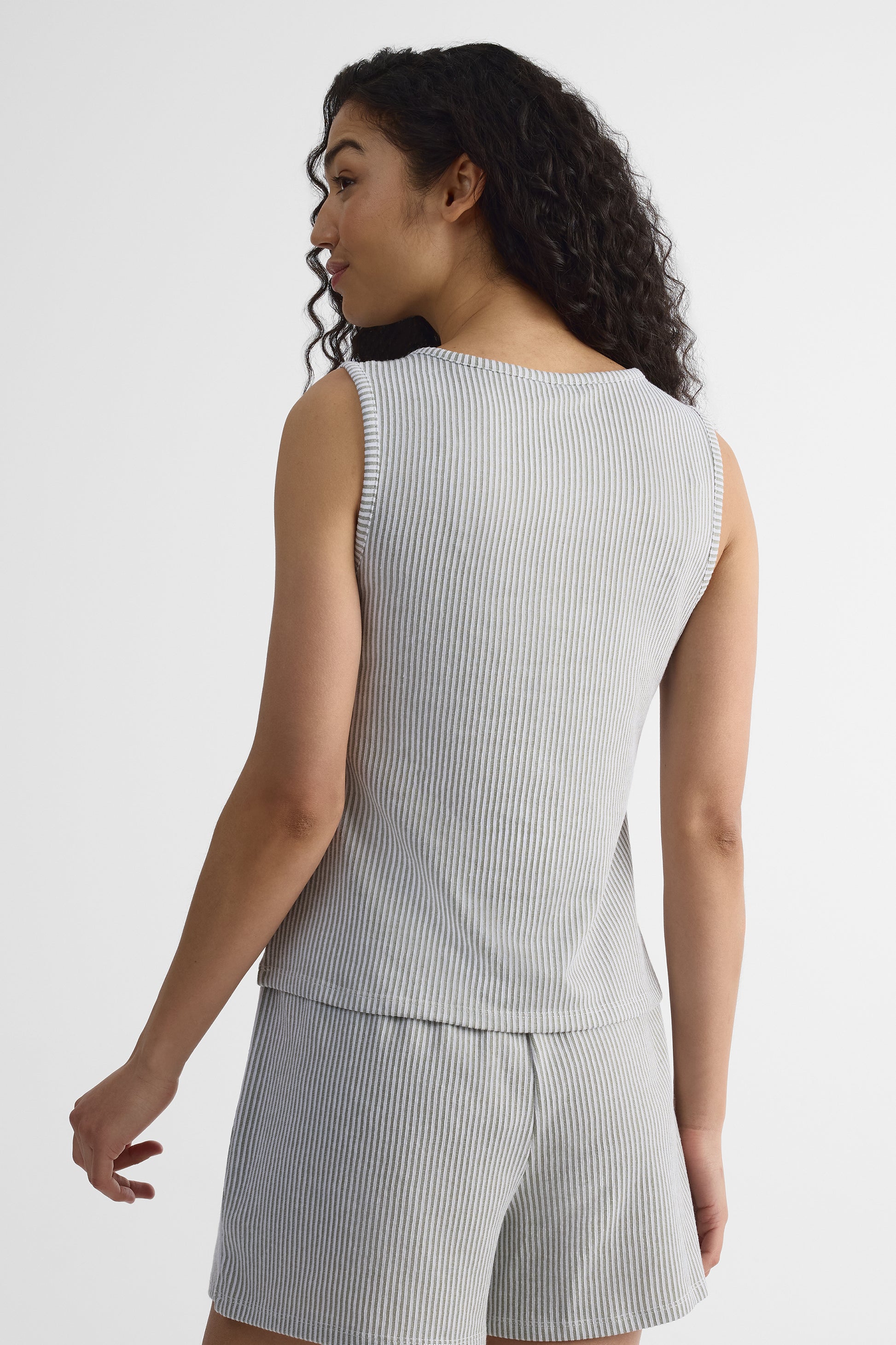 Camisole ajustée en seersucker - Femme && KAKI/MULTI