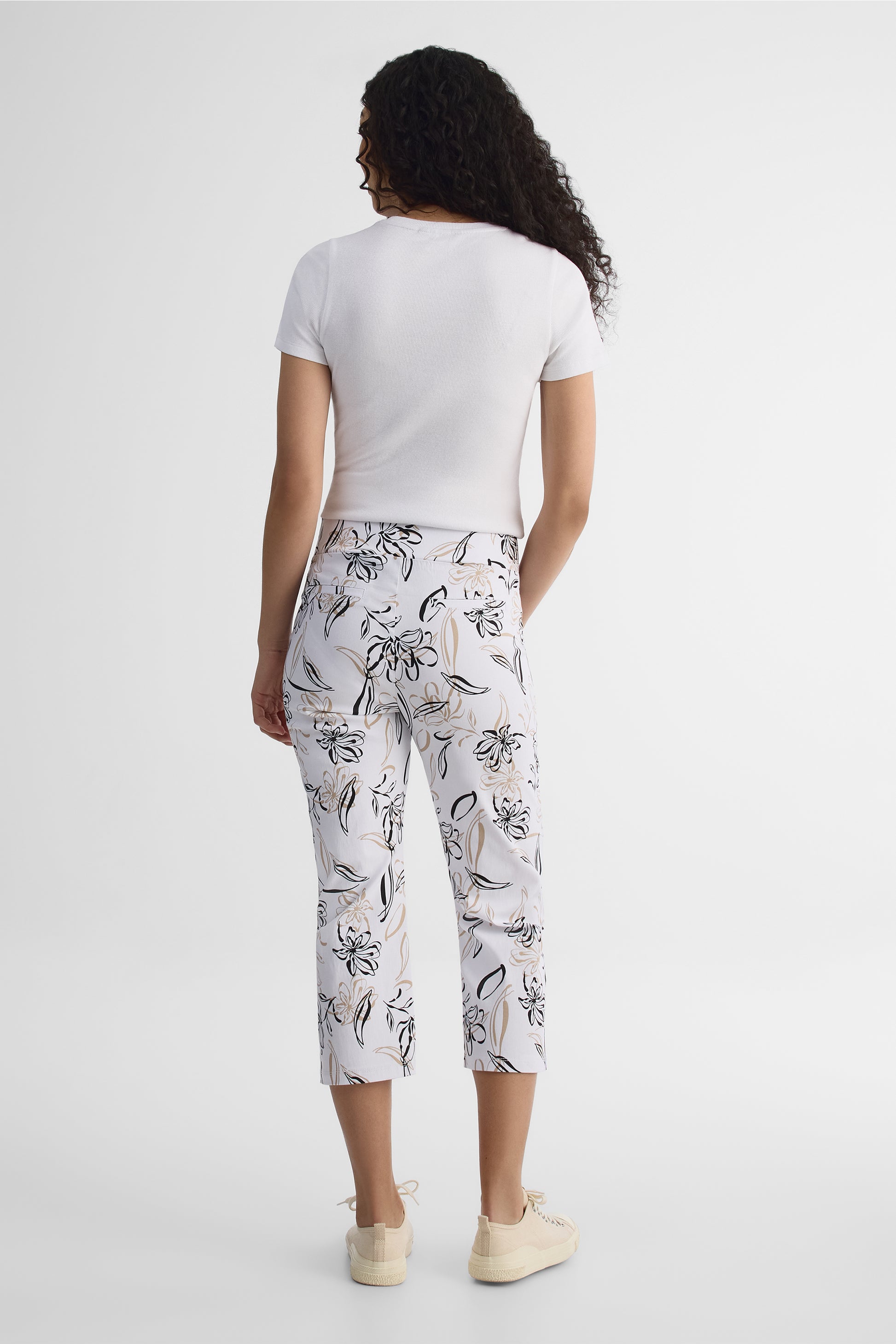 Pantalon capri imprimé - Femme && BLANC MULTI