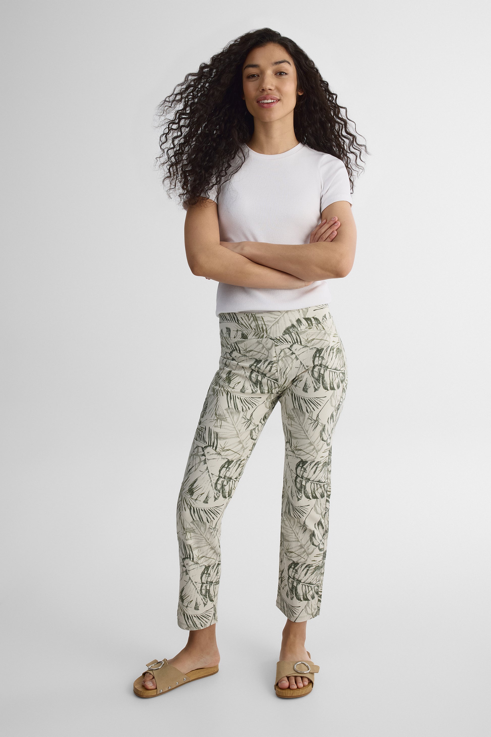 Pantalon capri imprimé - Femme && BEIGE/MULTI