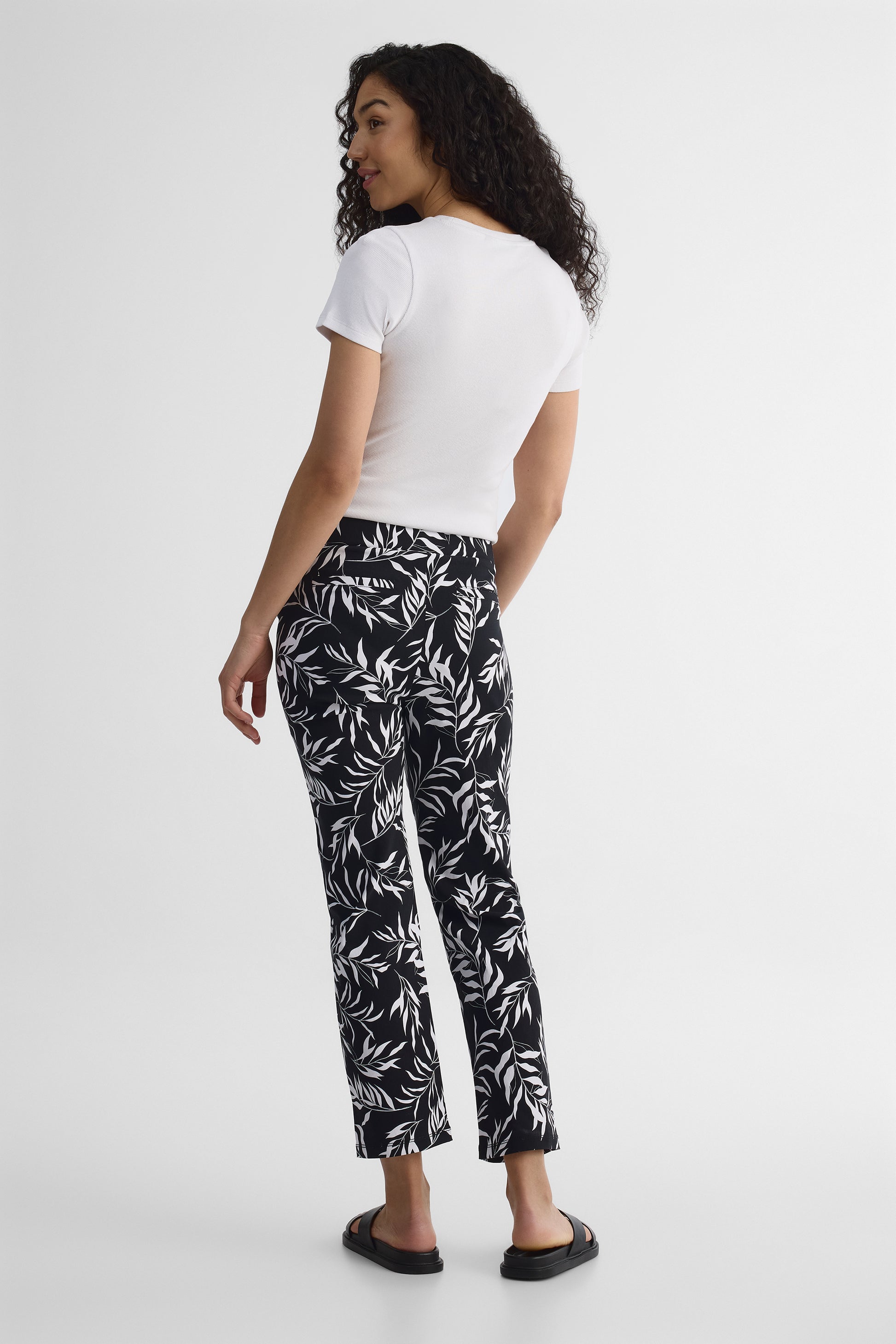 Pantalon pull-on jambe droite - Femme && NOIR/MULTI