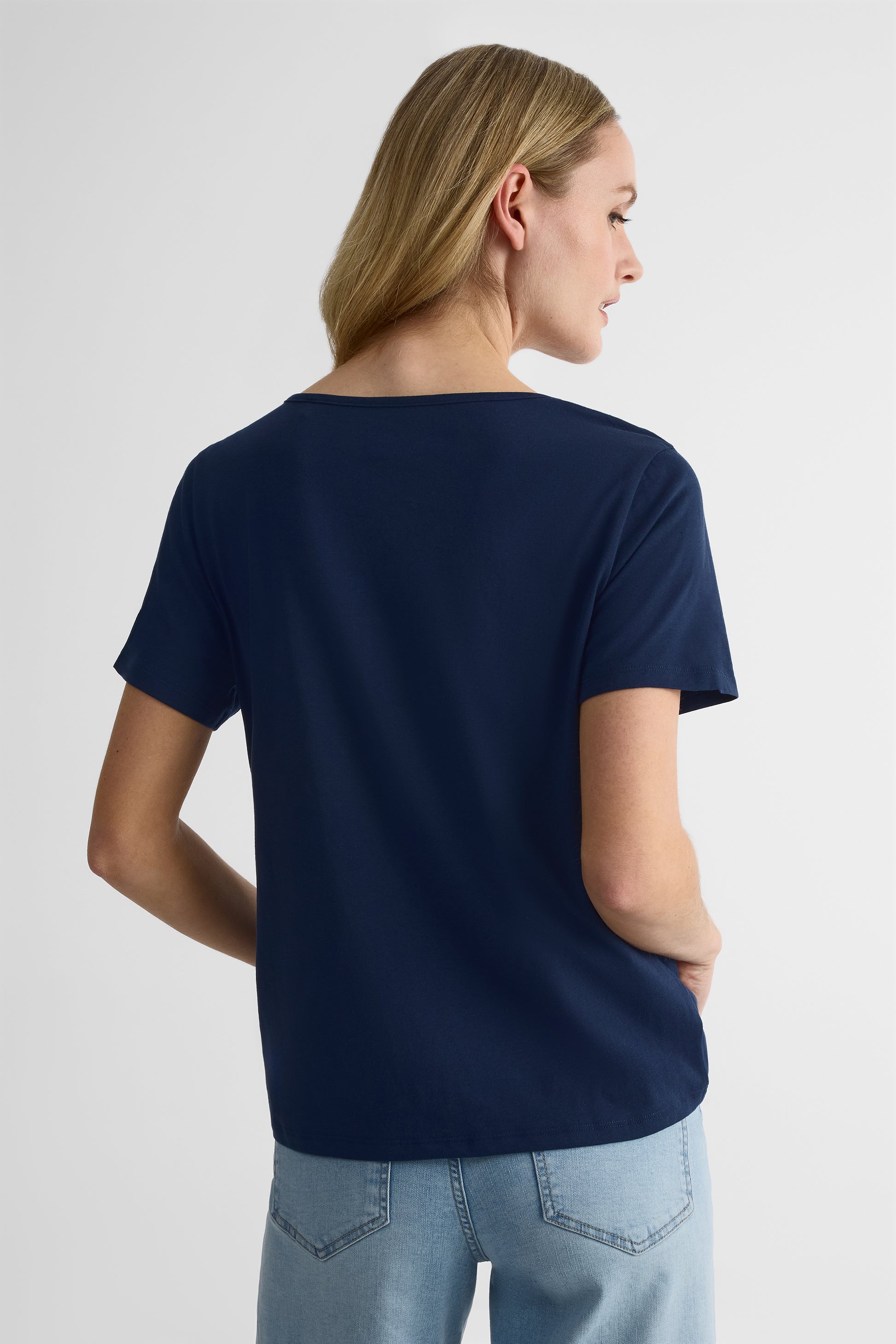 T-shirt col V léger - Femme && MARIN
