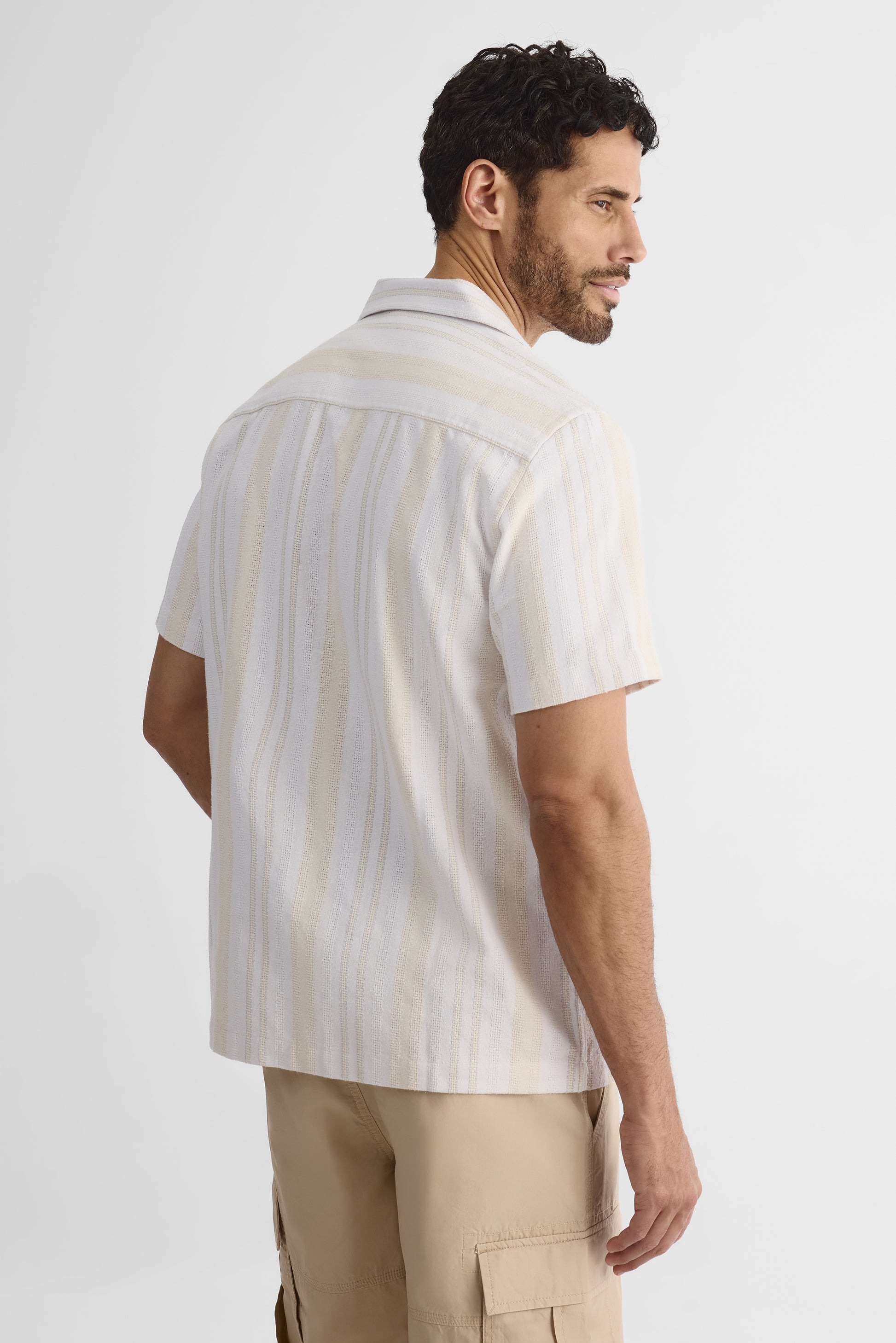 Chemise à manches courtes col Cuban - Homme && BEIGE/MULTI