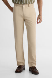 Pantalon coupe régulière en lyocell - Homme && BEIGE