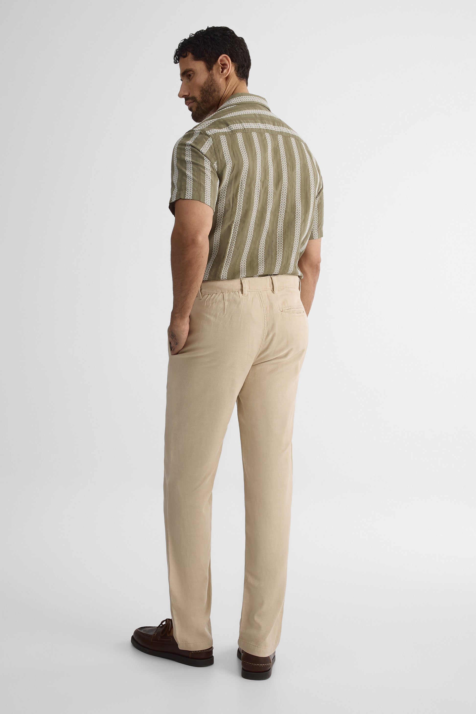 Pantalon coupe régulière en lyocell - Homme && BEIGE
