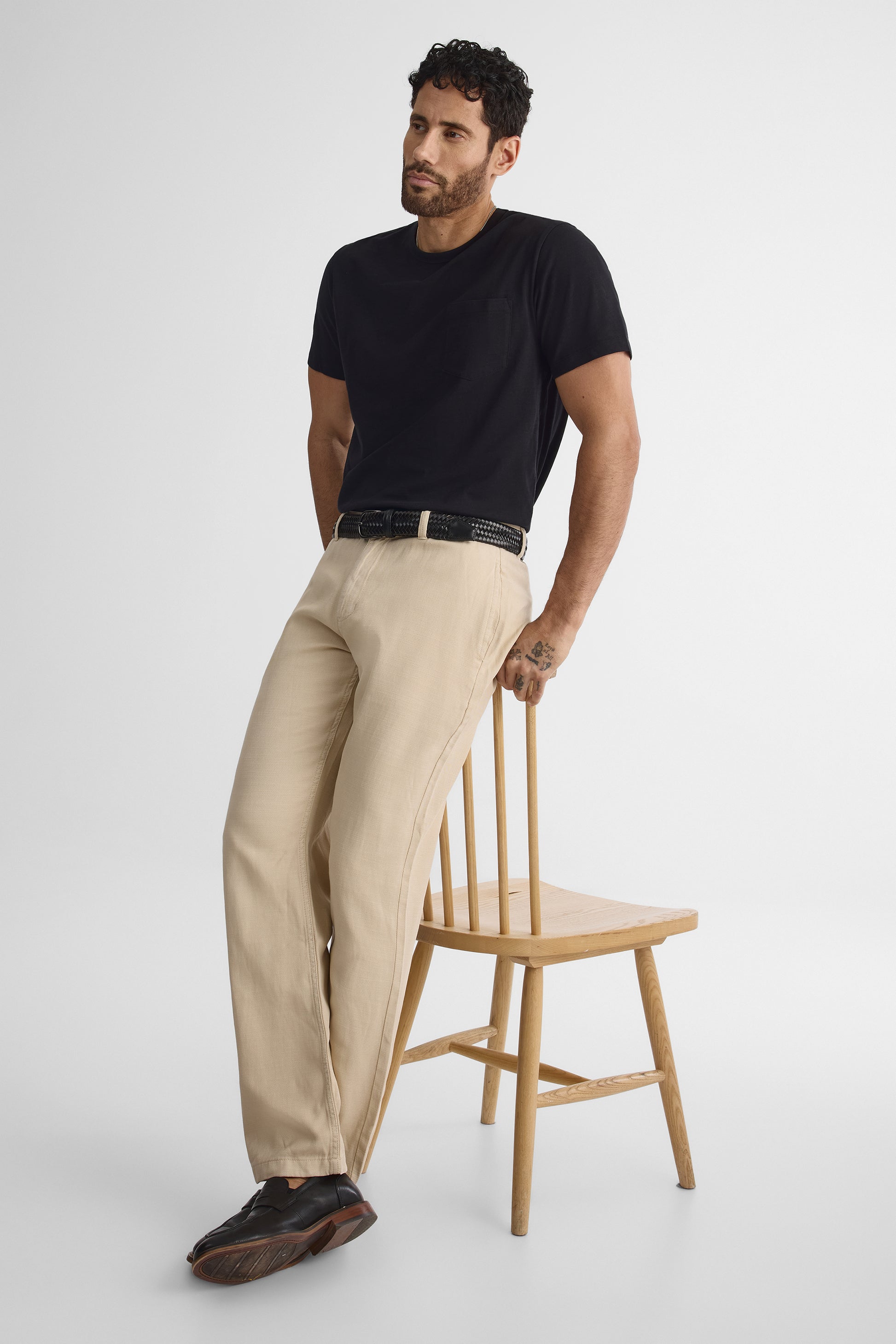 T-shirt col rond à poche - Homme && NOIR