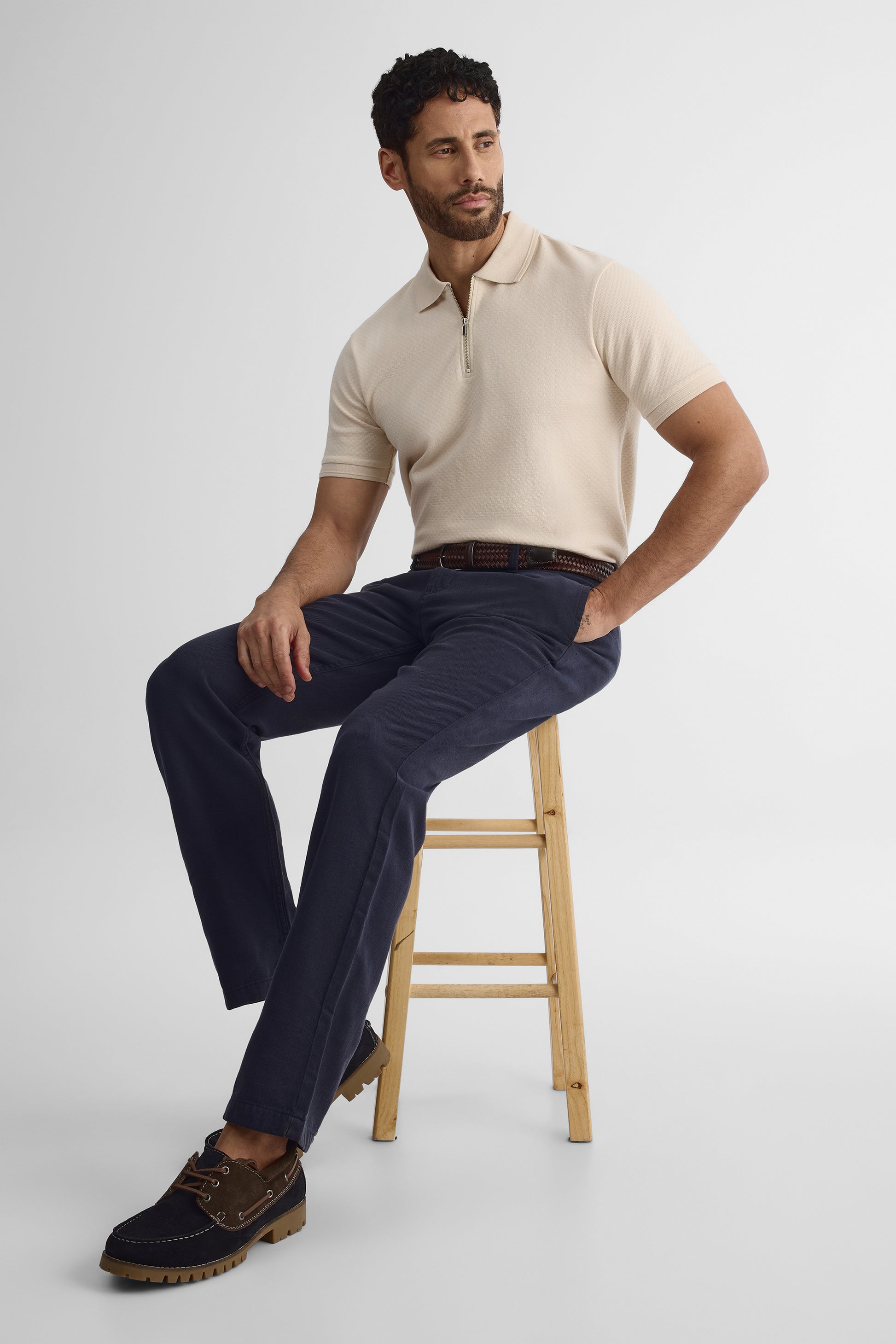 Chandail polo à manches courtes - Homme && BEIGE