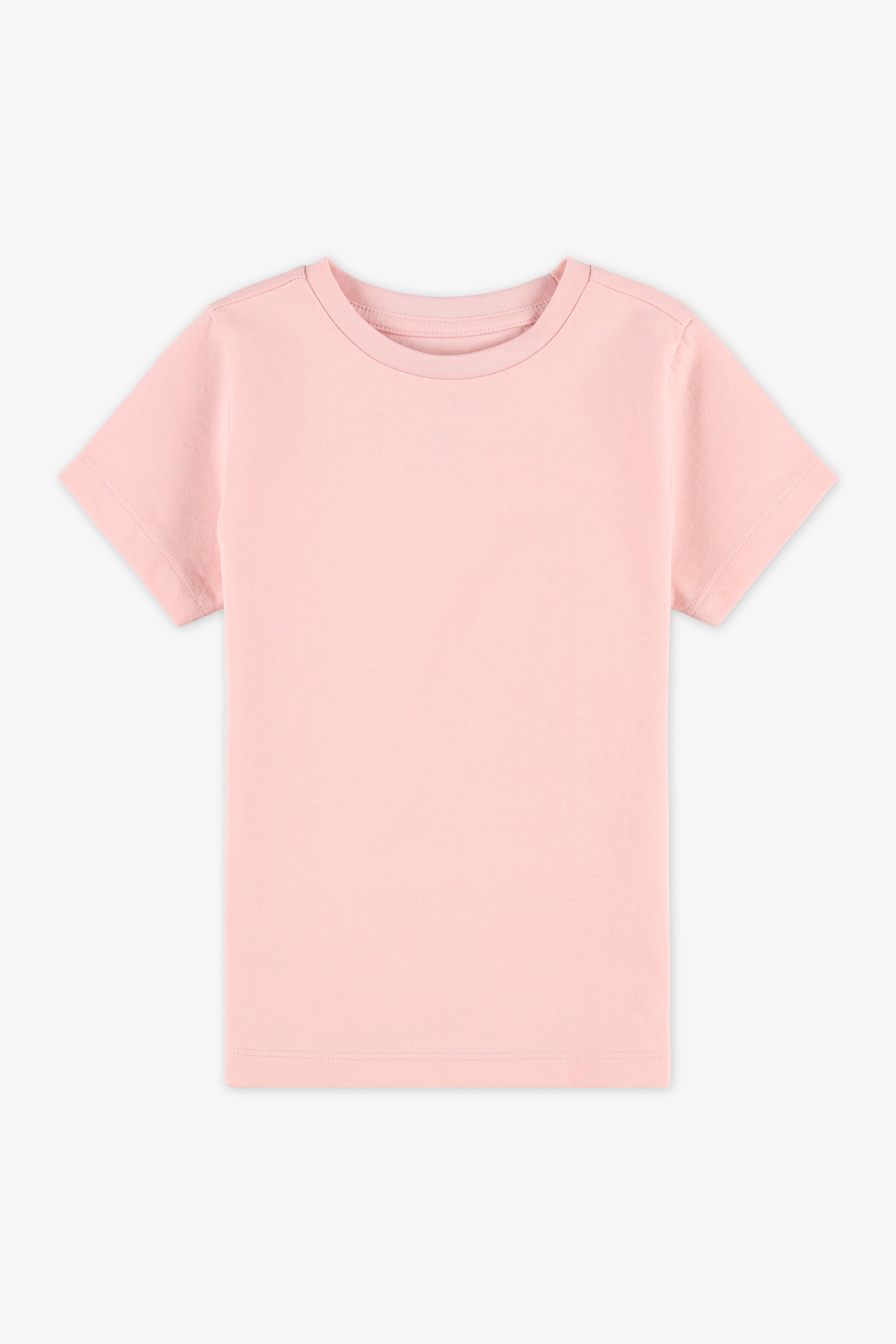 T-shirt uni à col rond - Enfant fille && ROSE