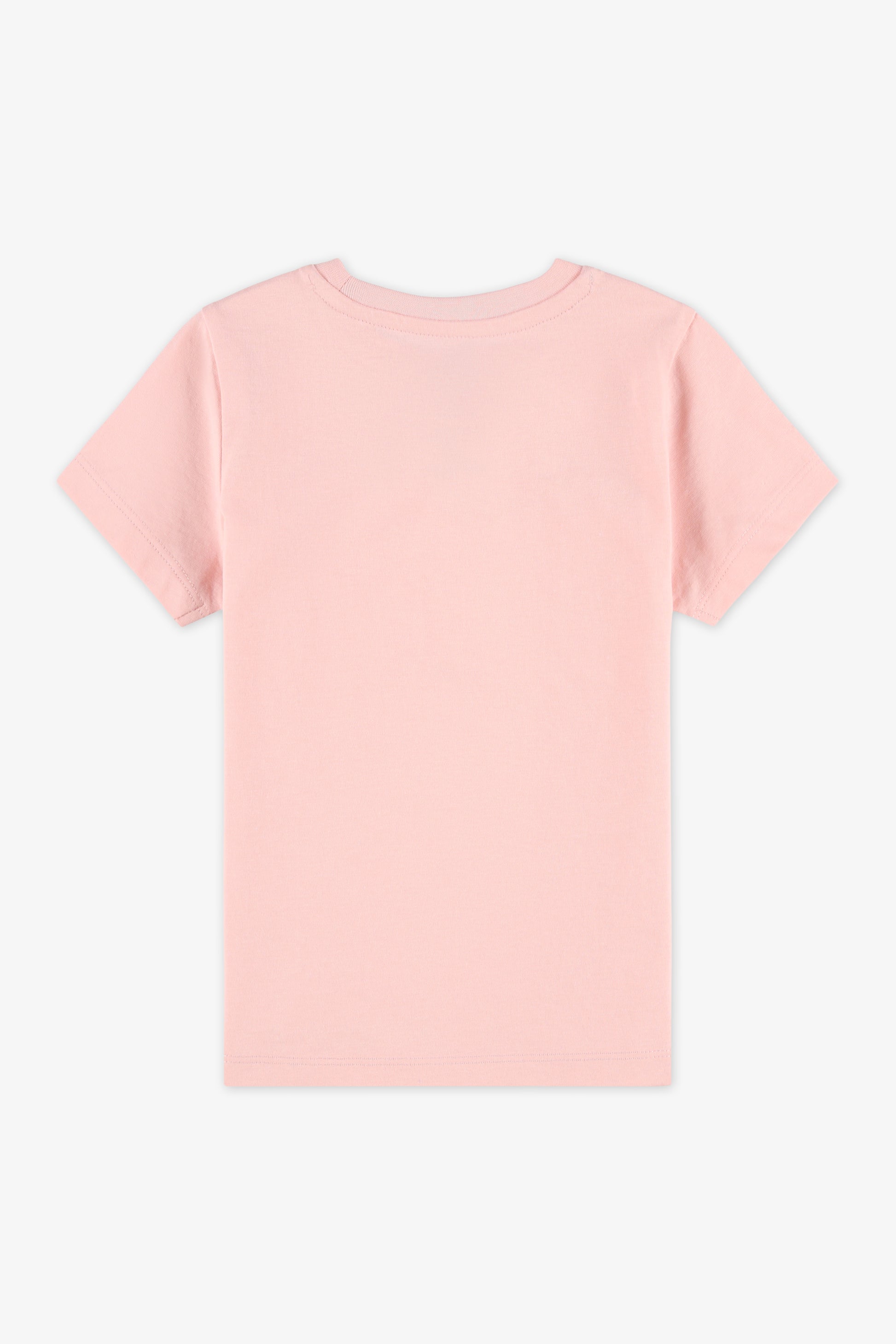 T-shirt uni à col rond - Enfant fille && ROSE
