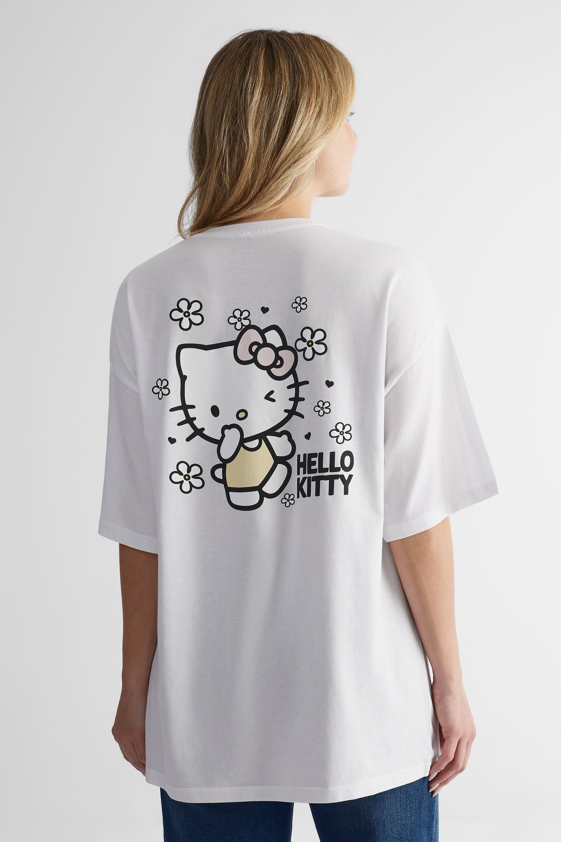 Chandail oversize à col rond - Jeune femme && BLANC