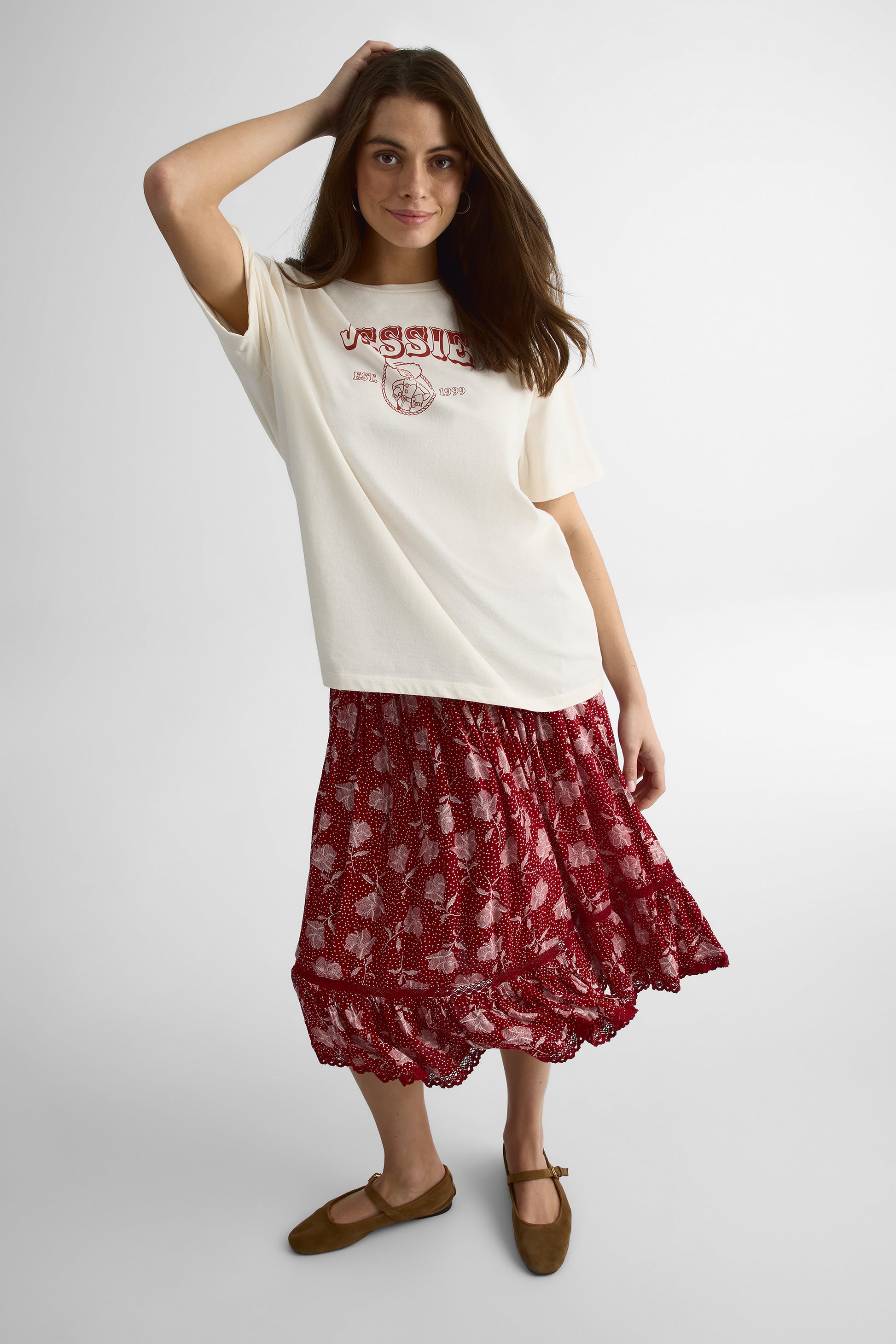 Chandail loose fit graphique - Jeune femme && BLANC CASSÉ