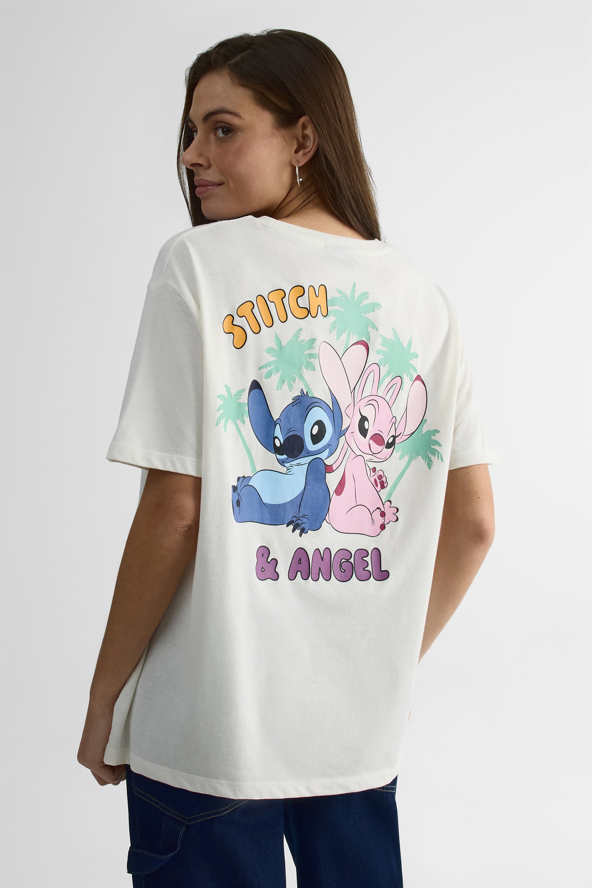 Chandail loose fit Lilo & Stitch - Jeune femme && BLANC CASSÉ