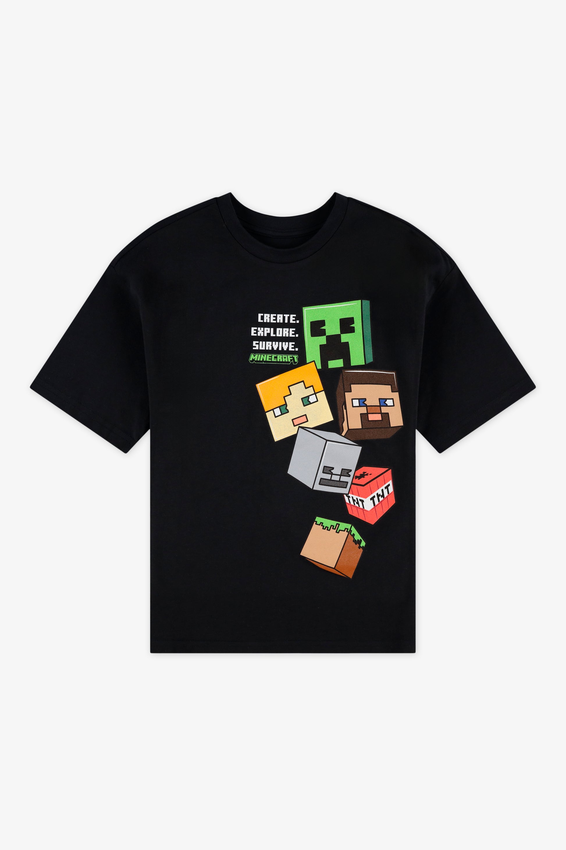 T-shirt Minecraft à manches courtes - Enfant garçon && NOIR