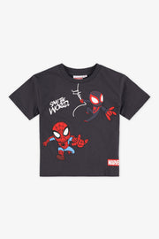 Chandail à manches courtes Spiderman - Enfant garçon && CHARBON