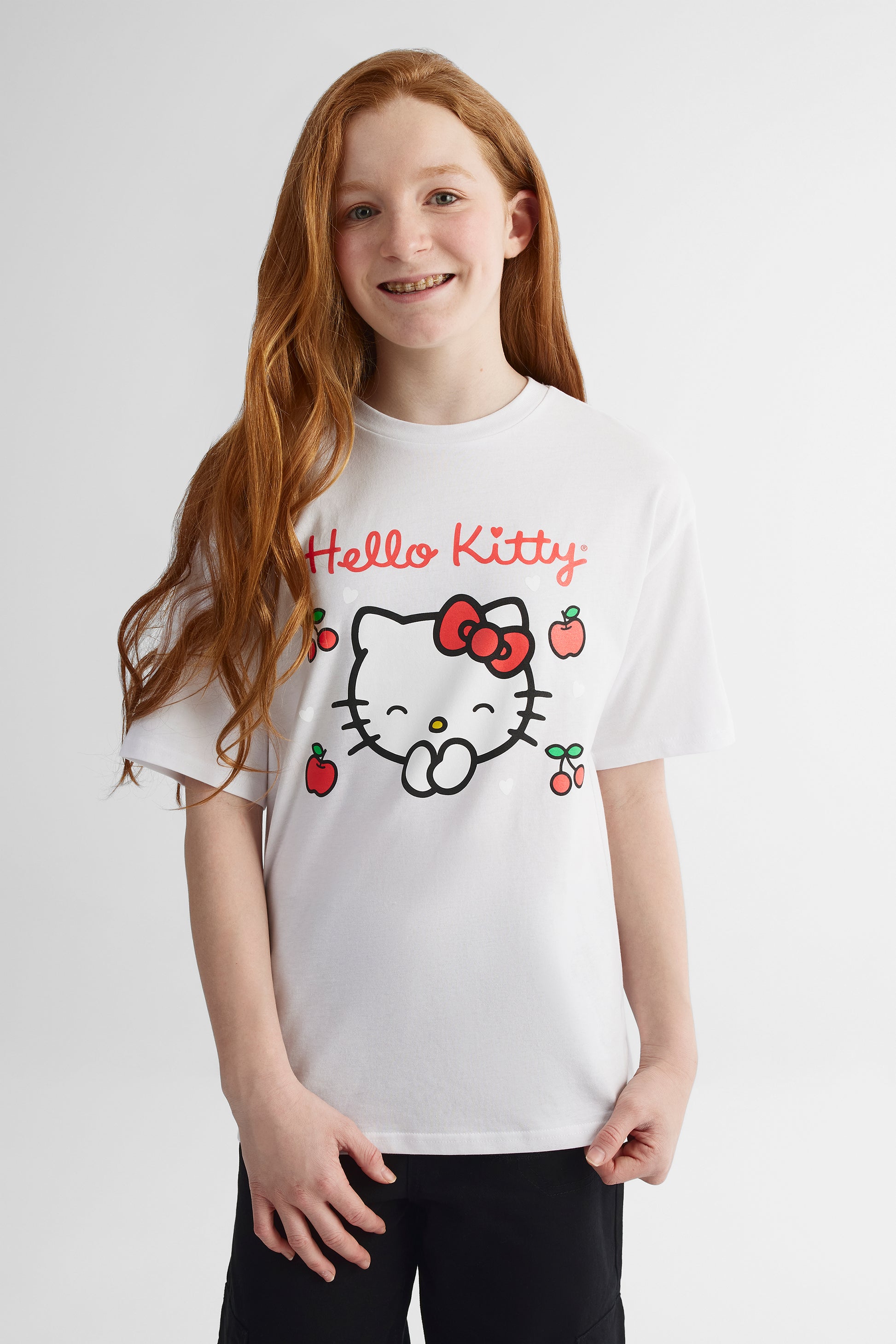T-shirt Hello Kitty à manches courtes - Ado fille && BLANC