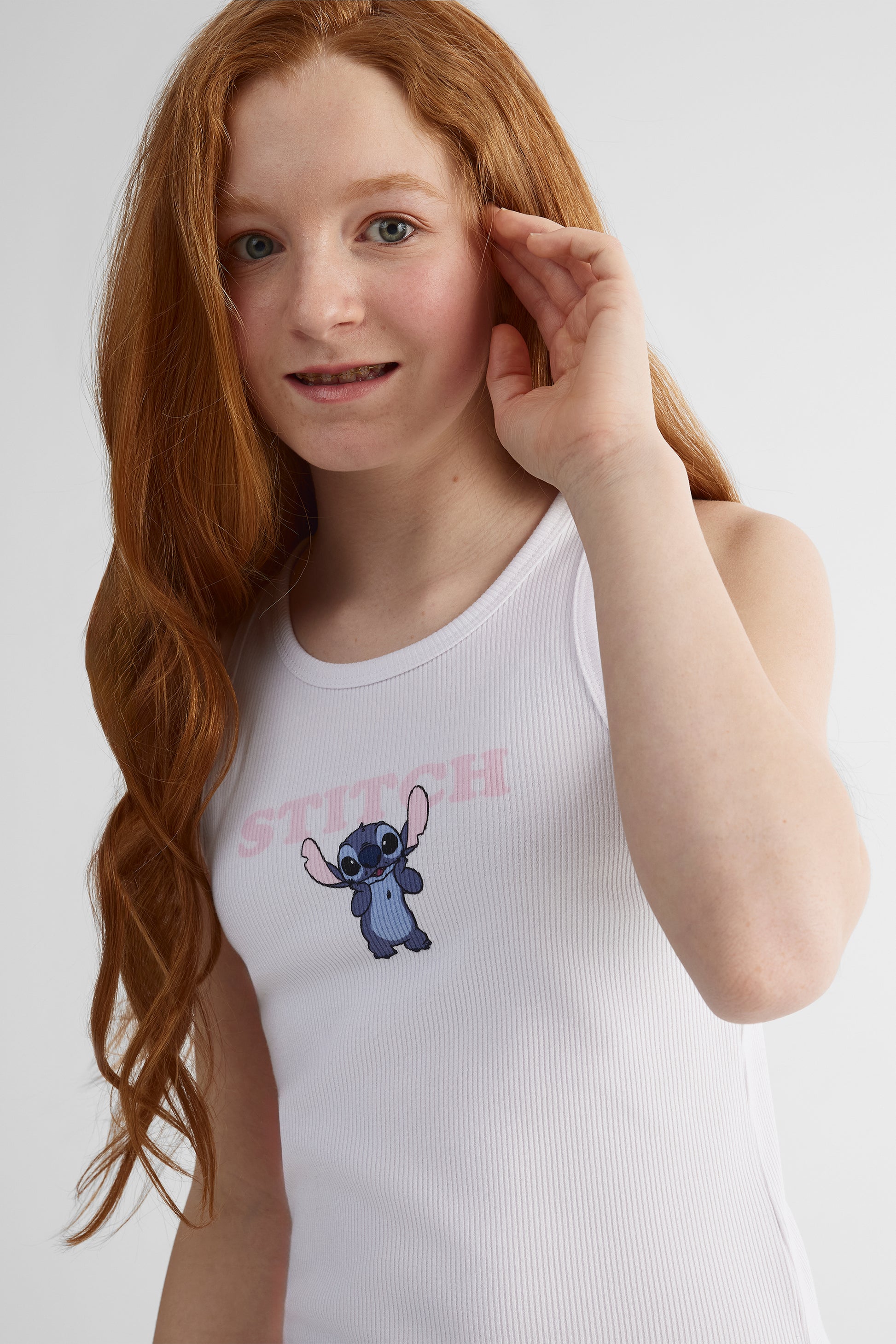 Camisole Stitch graphique tendance - Ado fille && BLANC