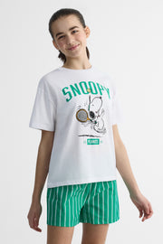 Chandail graphique manches courtes Snoopy - Ado fille && BLANC