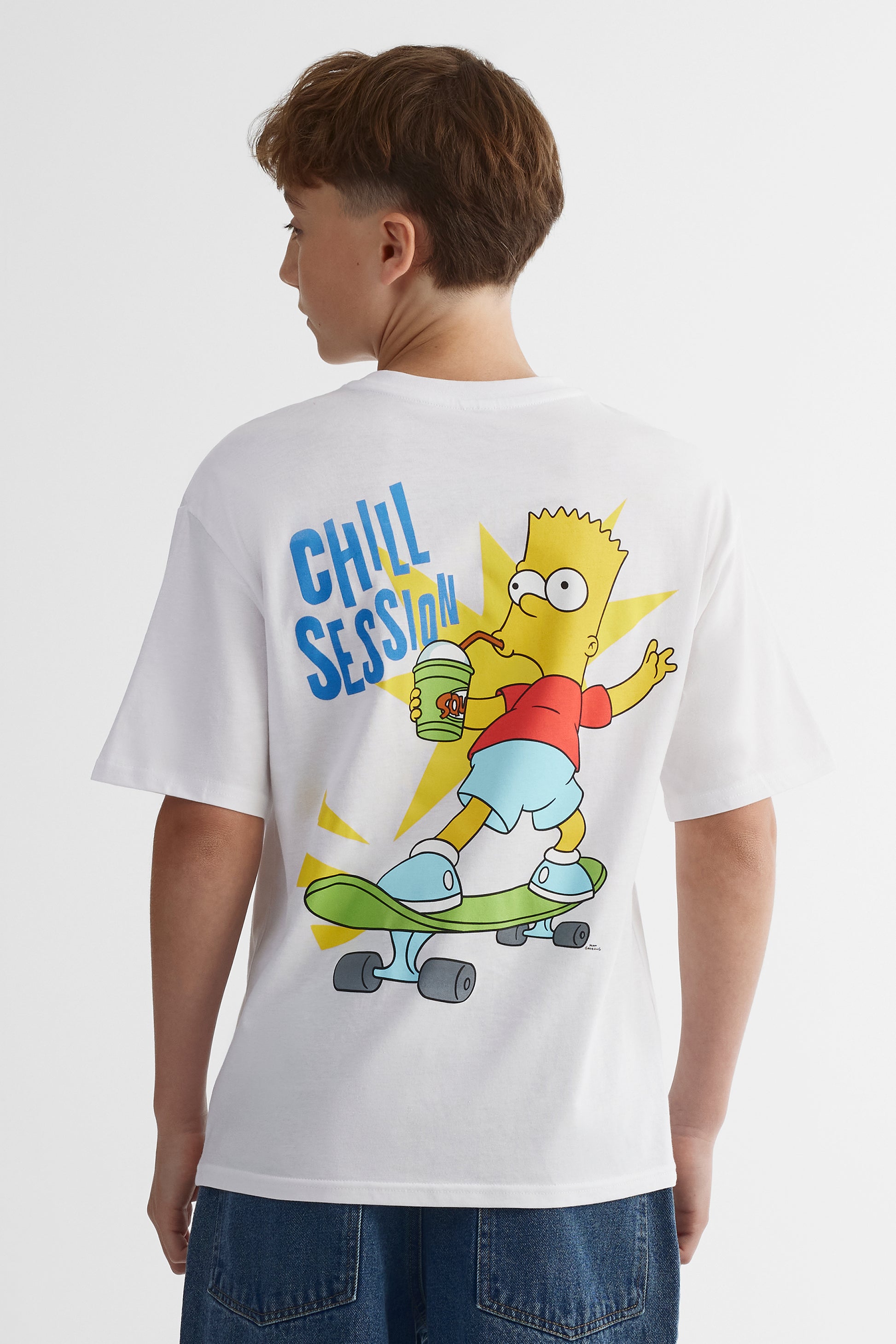 T-shirt Bart Simpson graphique recto-verso - Ado garçon && BLANC