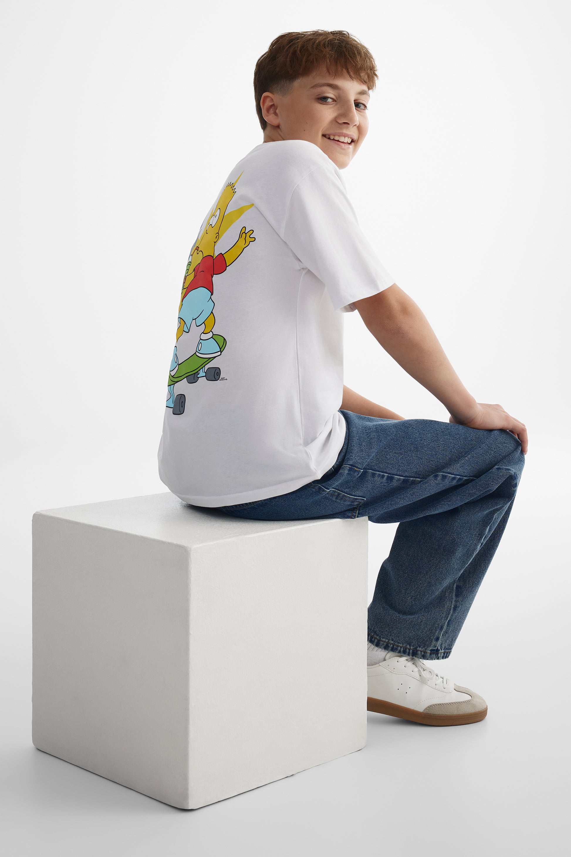 T-shirt Bart Simpson graphique recto-verso - Ado garçon && BLANC