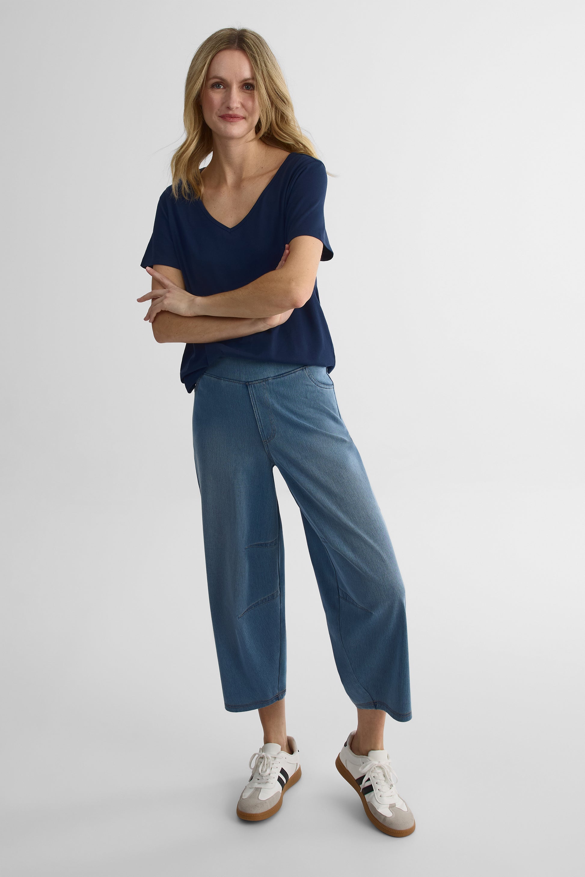 Jeans Pull On Coupe Ballon - Femme && DENIM PALE