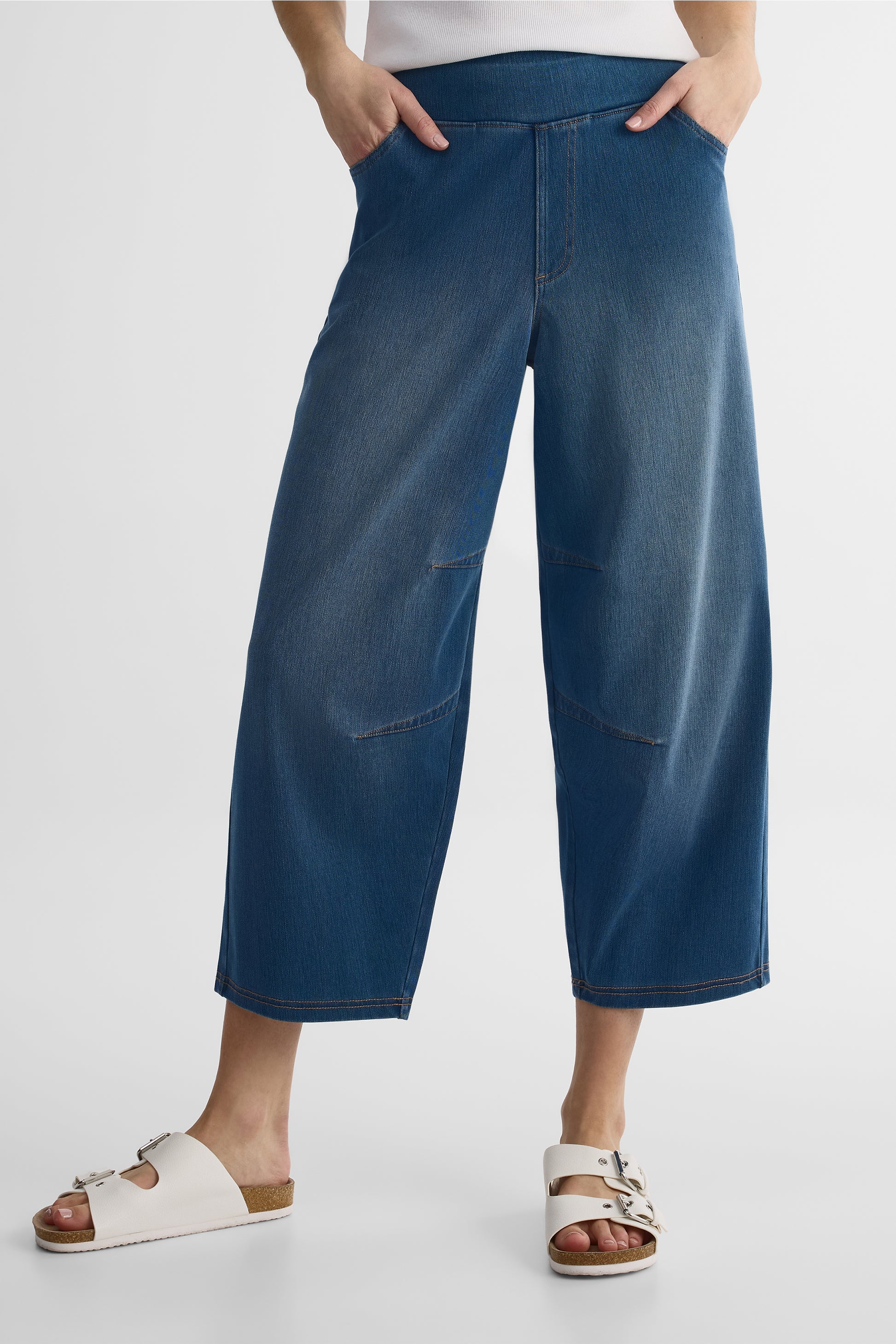 Jeans Pull On Coupe Ballon - Femme && DENIM MOYEN