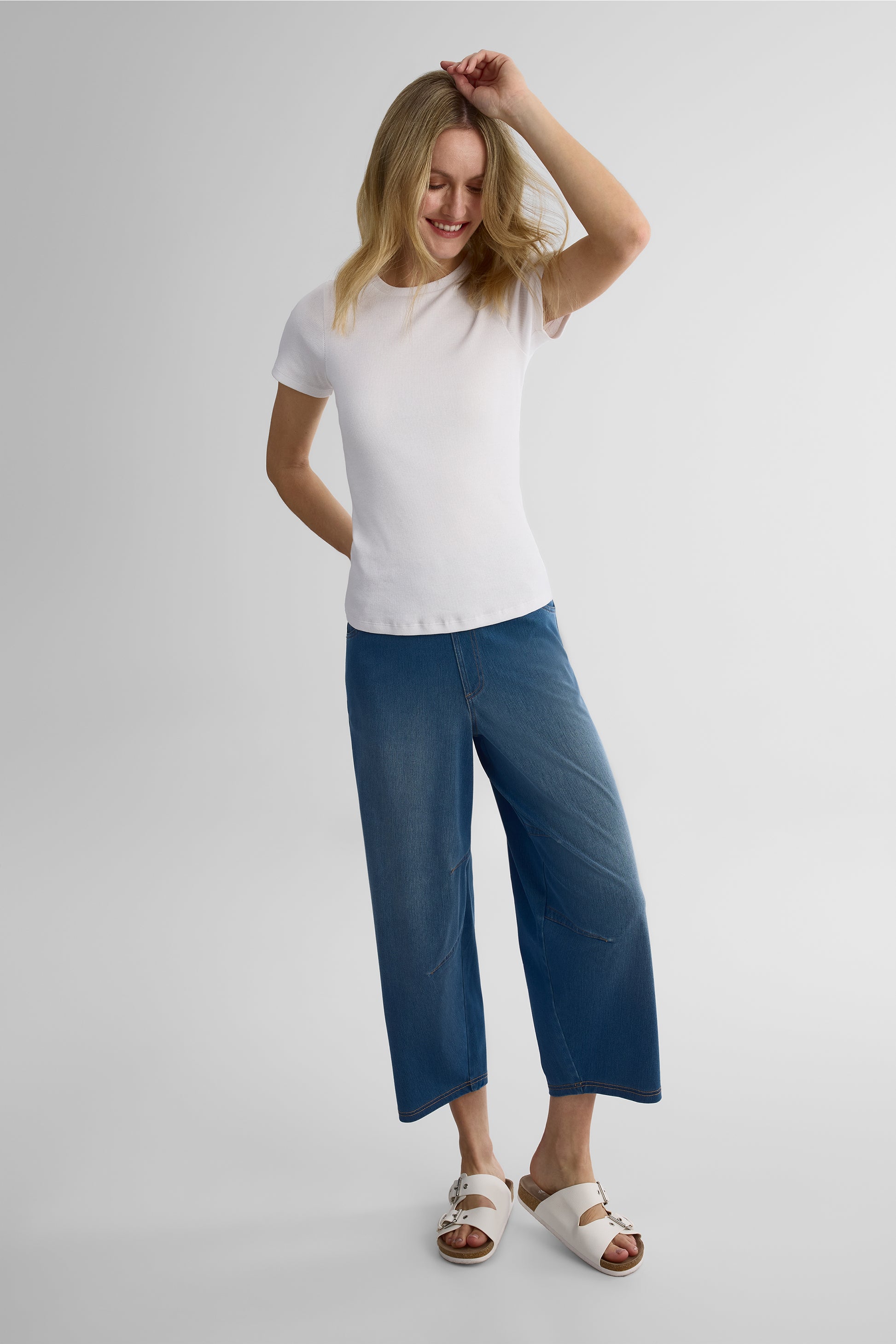 Jeans Pull On Coupe Ballon - Femme && DENIM MOYEN