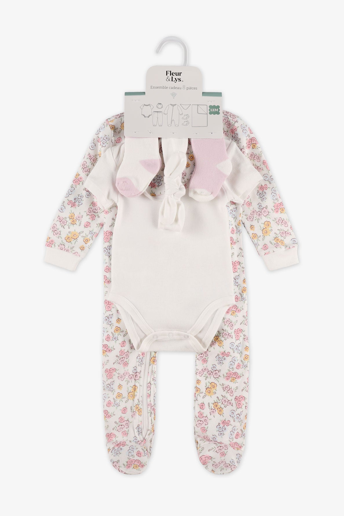 Ensemble cadeau naissance 8 morceaux - Bébé fille && BLANC