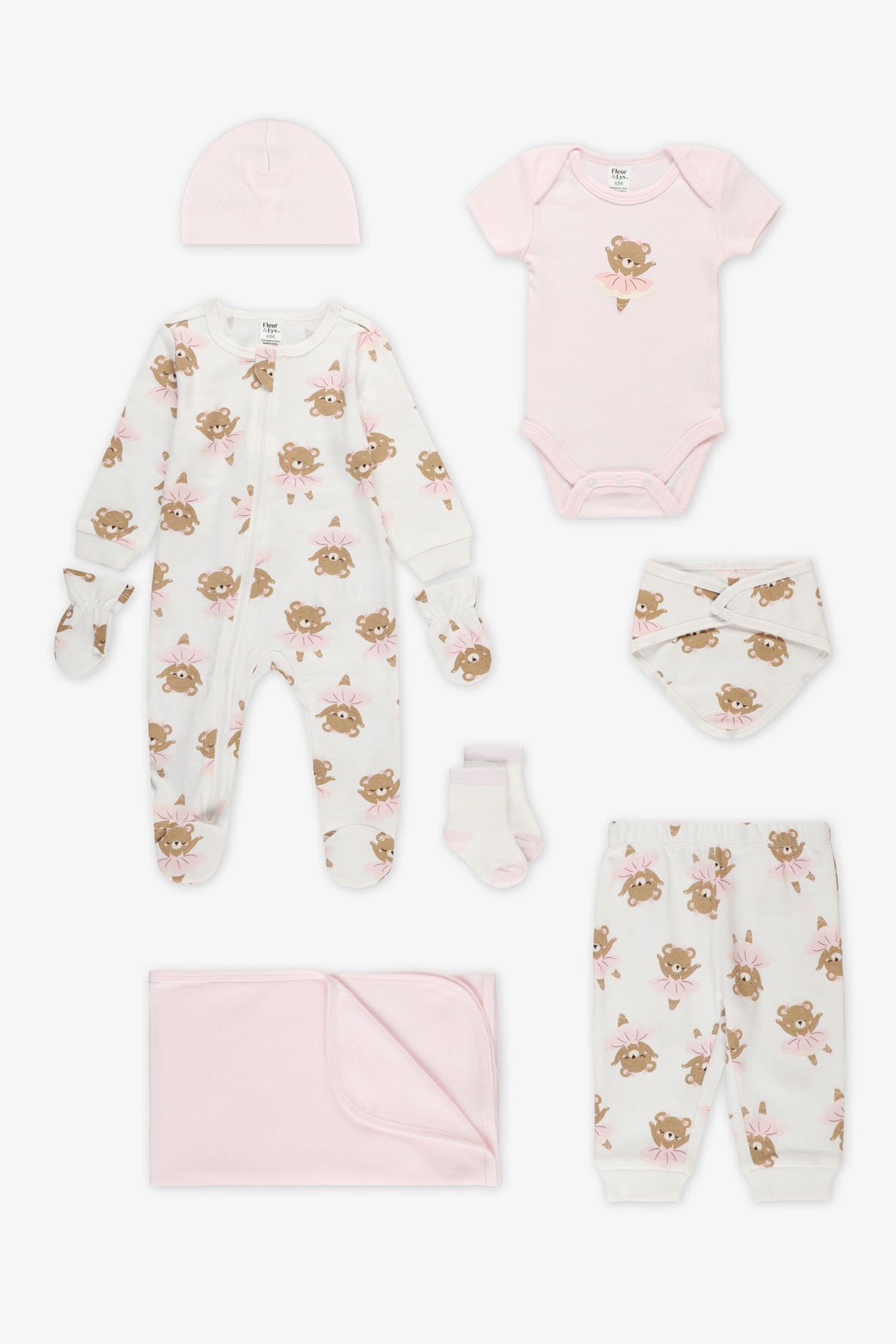 Coffret cadeau baby shower 8 morceaux - Bébé fille && ROSE