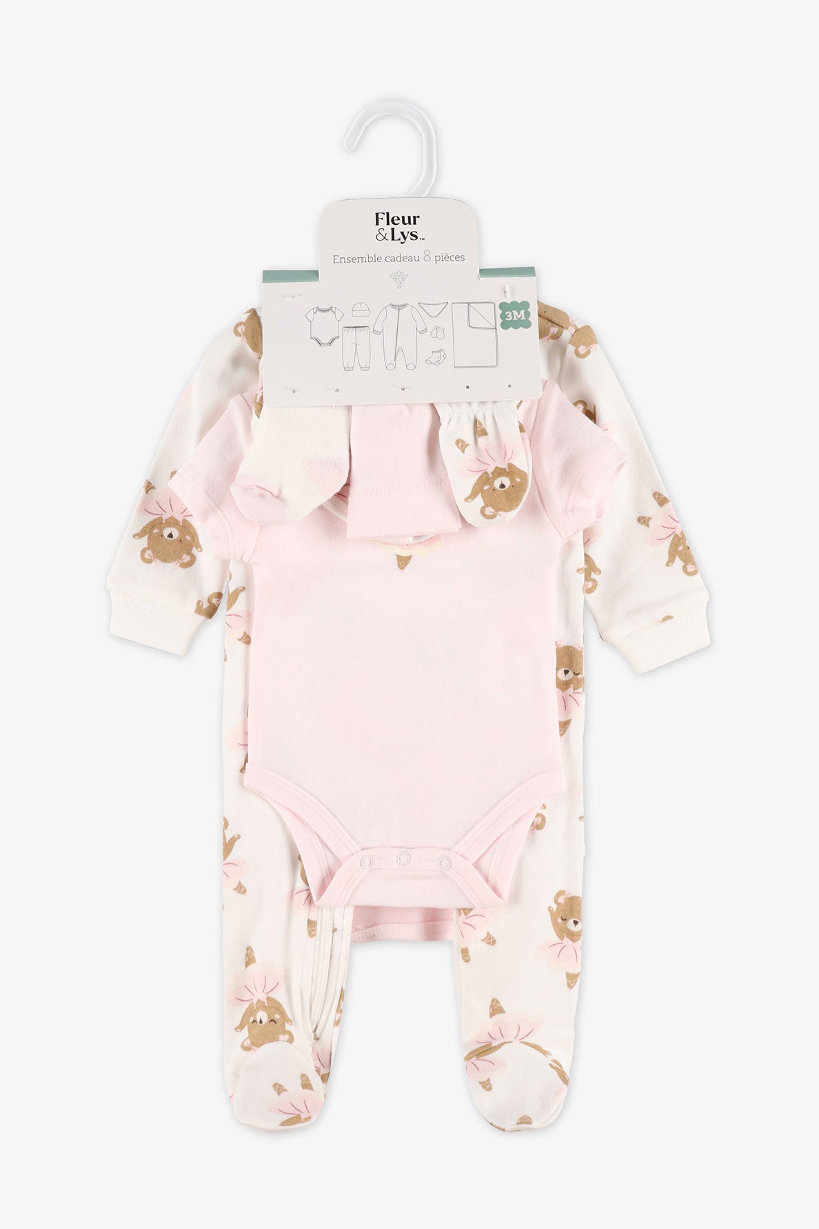 Coffret cadeau baby shower 8 morceaux - Bébé fille && ROSE