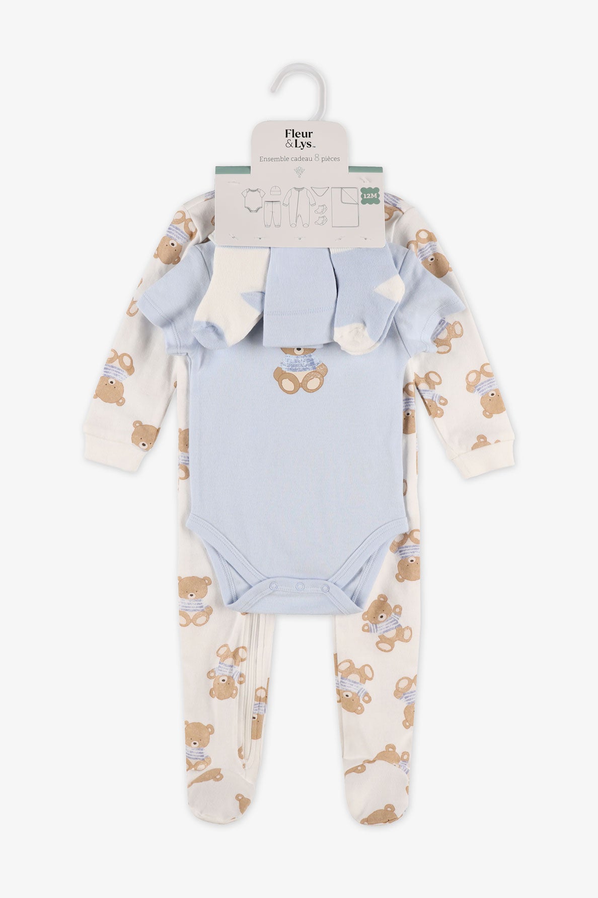 Coffret cadeau 8 morceaux bas rechange - Bébé garçon && BLEU