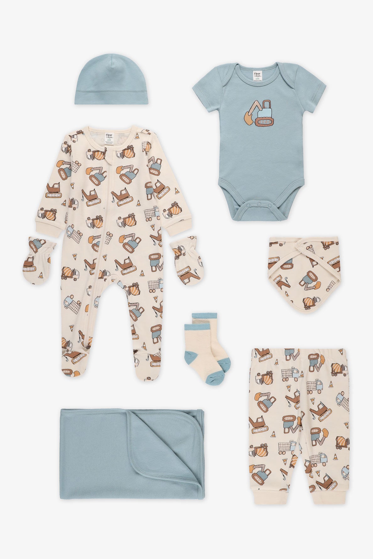 Coffret retour hôpital 8 morceaux - Bébé garçon && BLEU