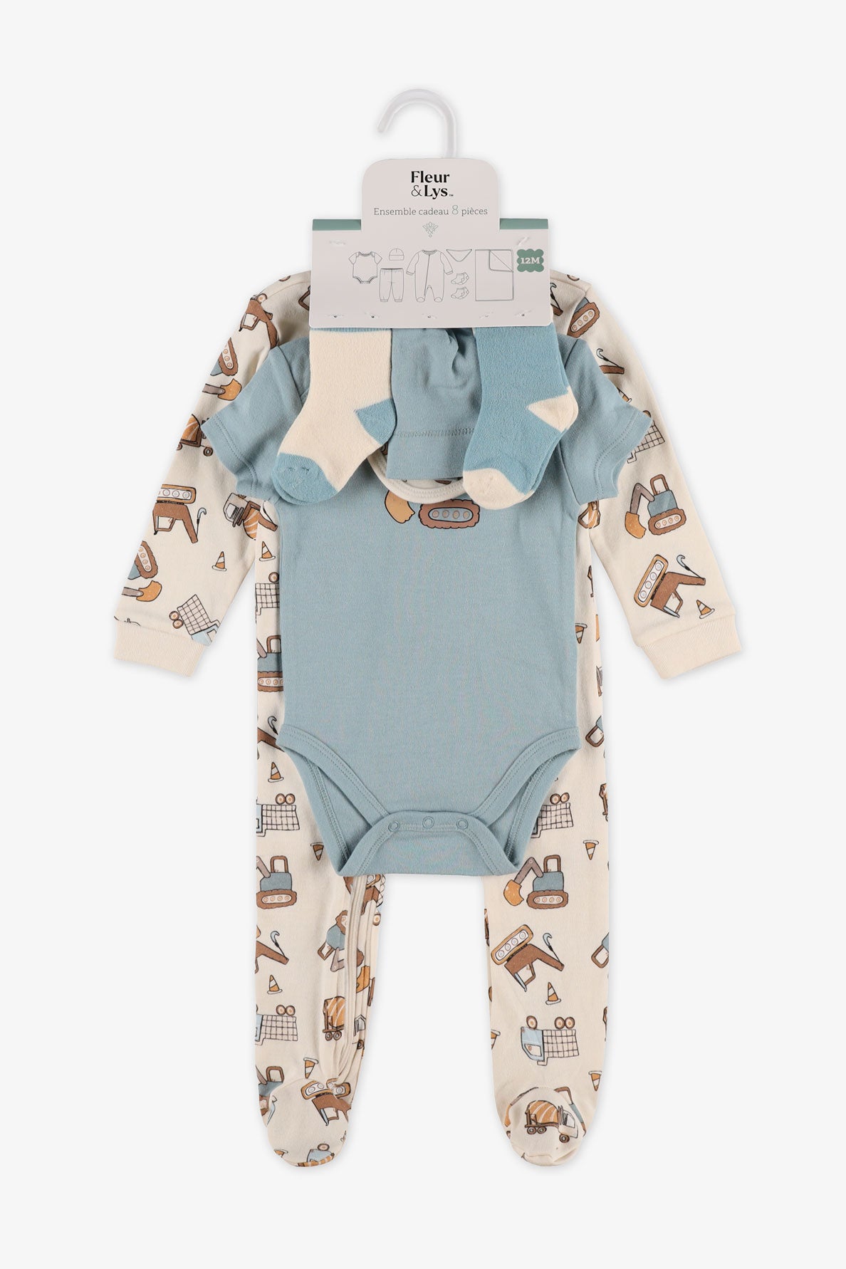 Ensemble cadeau naissance 8 morceaux - Bébé garçon && BLEU