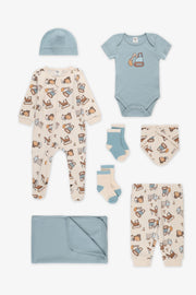 Ensemble cadeau naissance 8 morceaux - Bébé garçon && BLEU