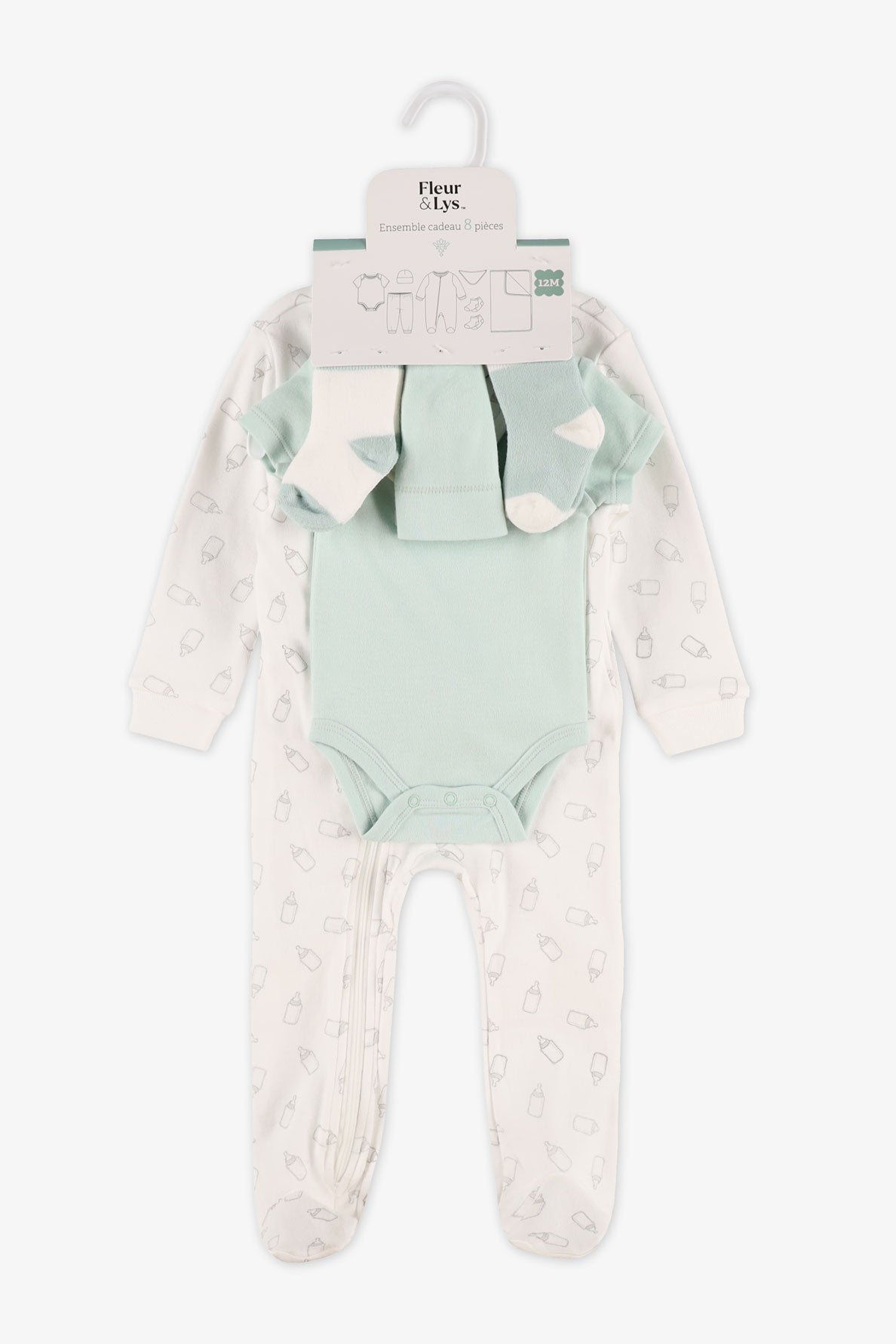 Ensemble cadeau neutre 8 morceaux baby shower - Bébé && AQUA
