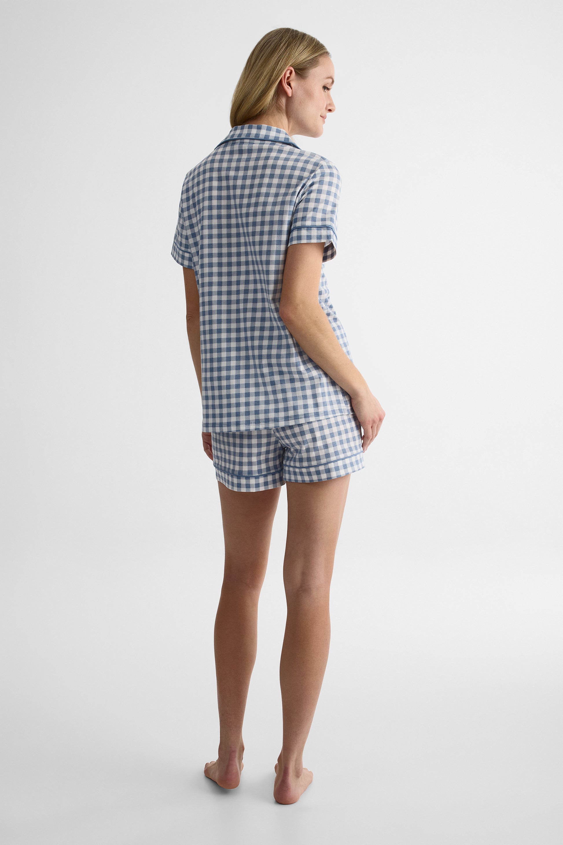 Pyjama 2 pièces en coton - Femme && BLEU BIJOU
