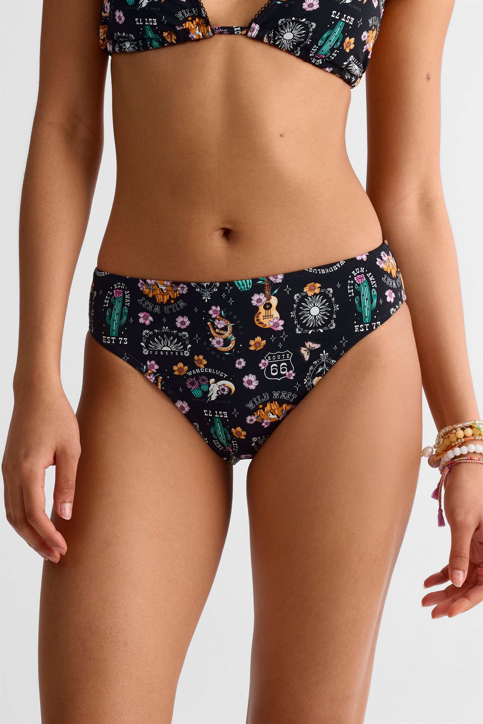 Culotte de maillot taille régulière - Femme && NOIR/MULTI