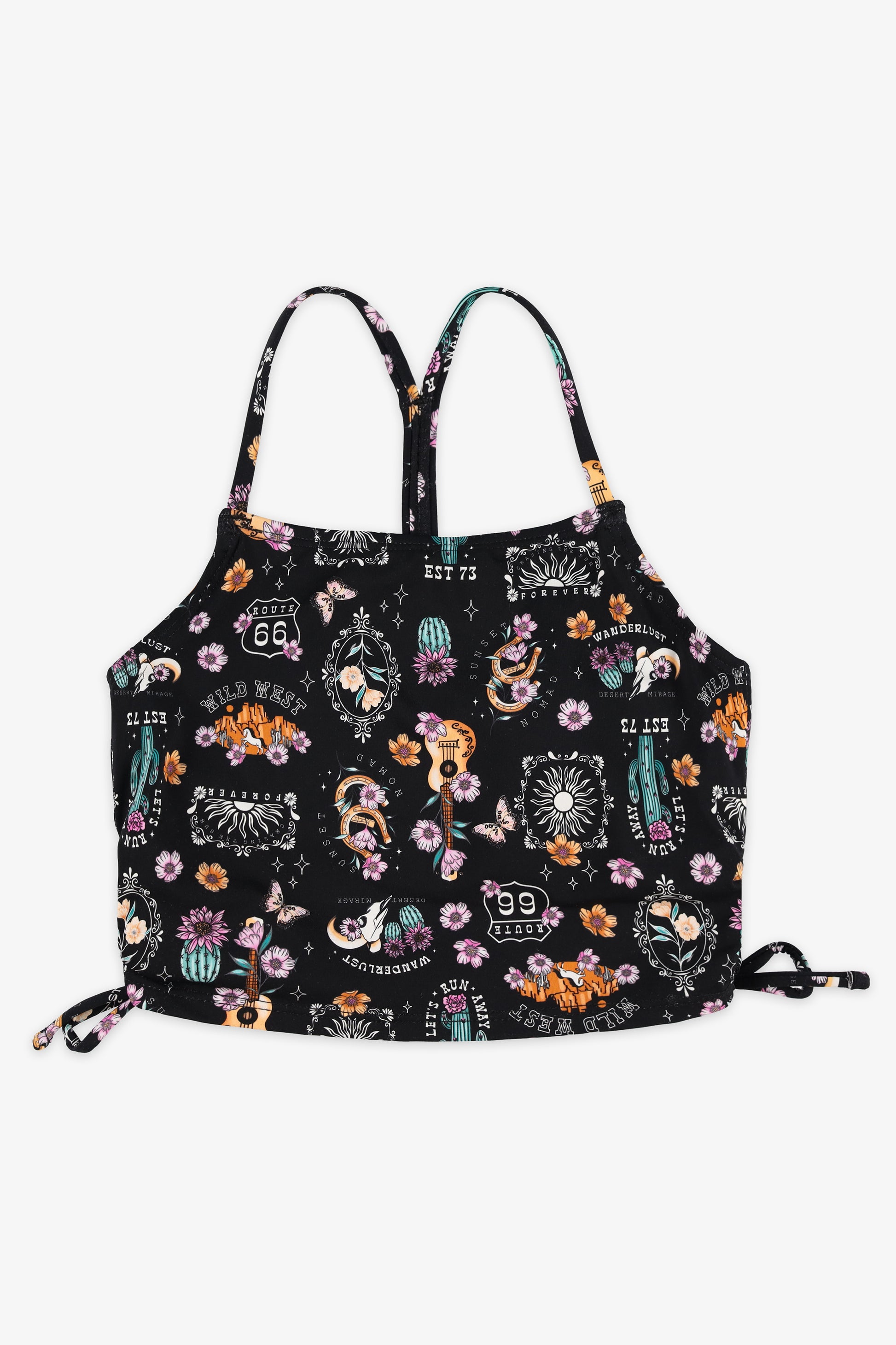 Haut de maillot mixte à motifs - Ado fille && NOIR/MULTI