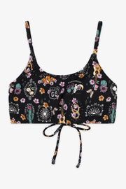 Haut de maillot mixte à lacet - Ado fille && NOIR/MULTI