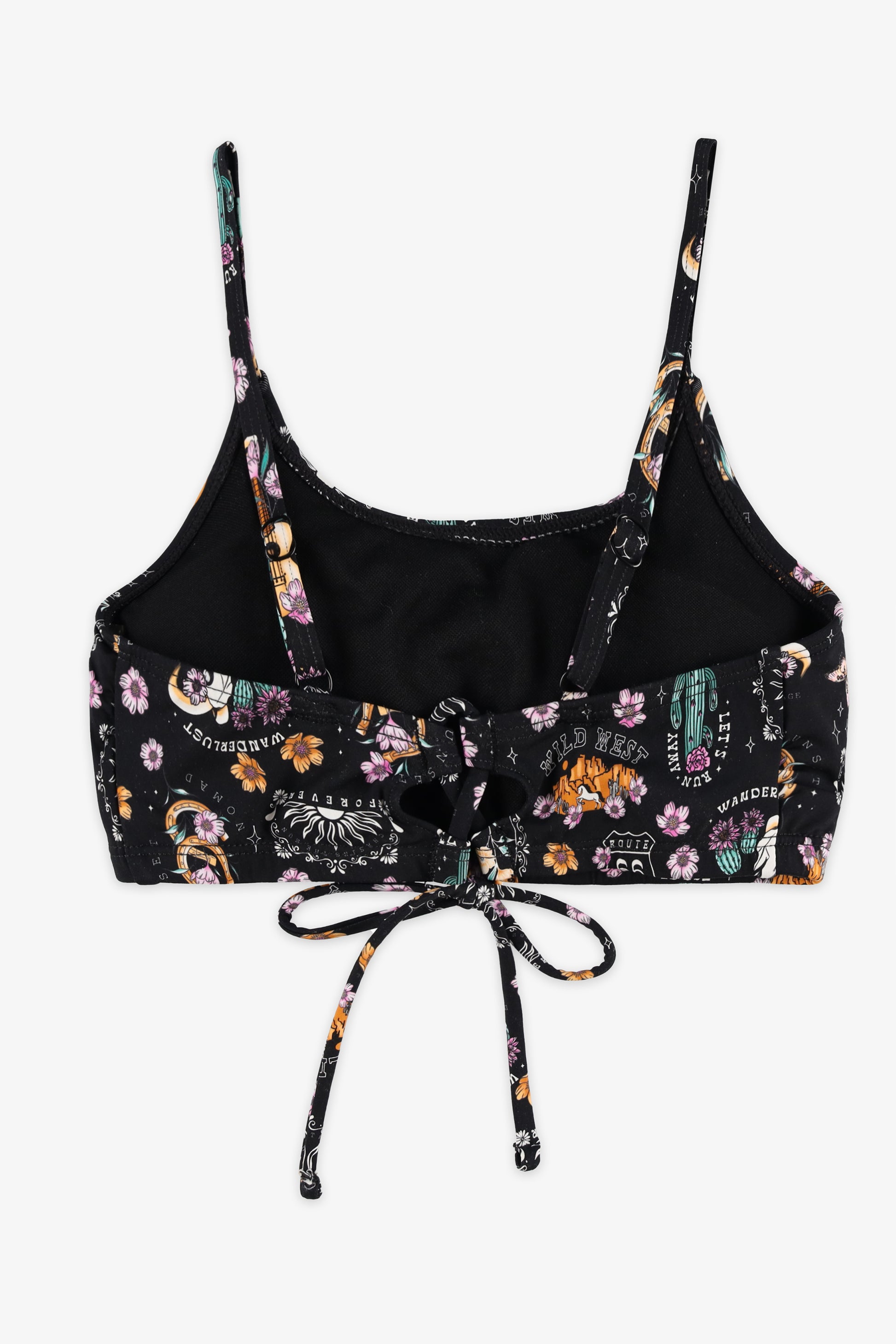 Haut de maillot mixte à lacet - Ado fille && NOIR/MULTI