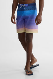 Maillot de bain boardshort imprimé - Homme && BLEU MULTI