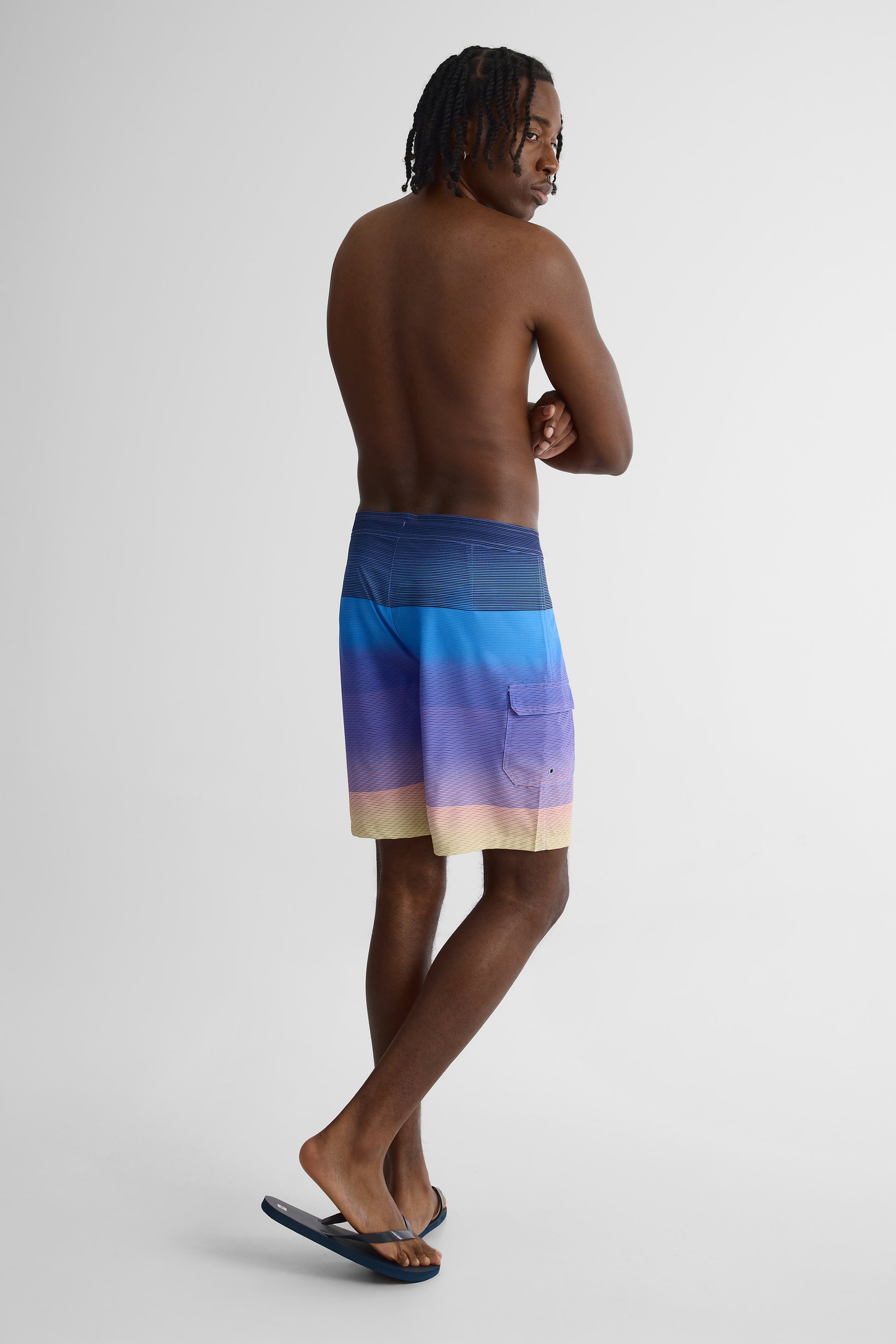Maillot de bain boardshort imprimé - Homme && BLEU MULTI