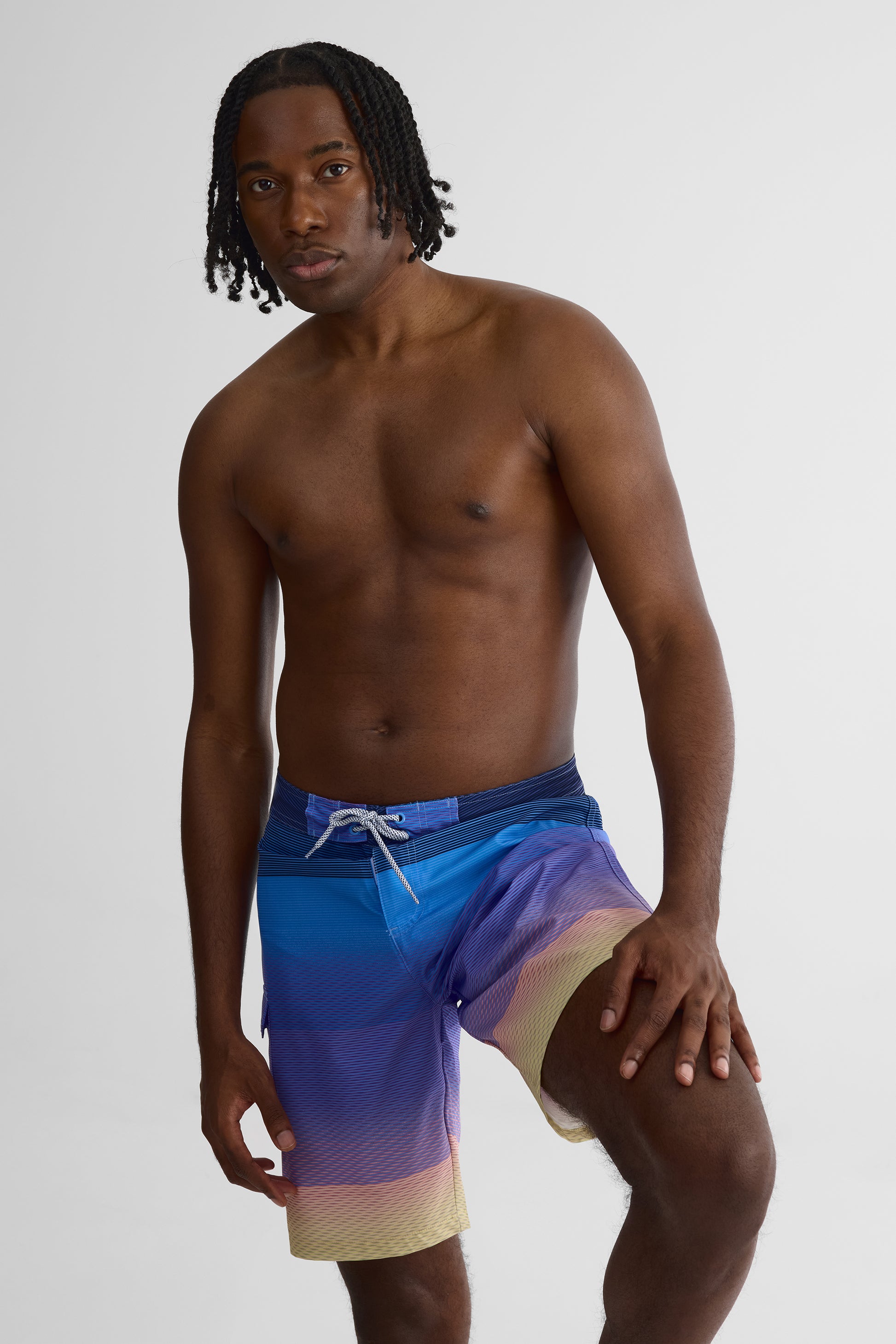 Maillot de bain boardshort imprimé - Homme && BLEU MULTI