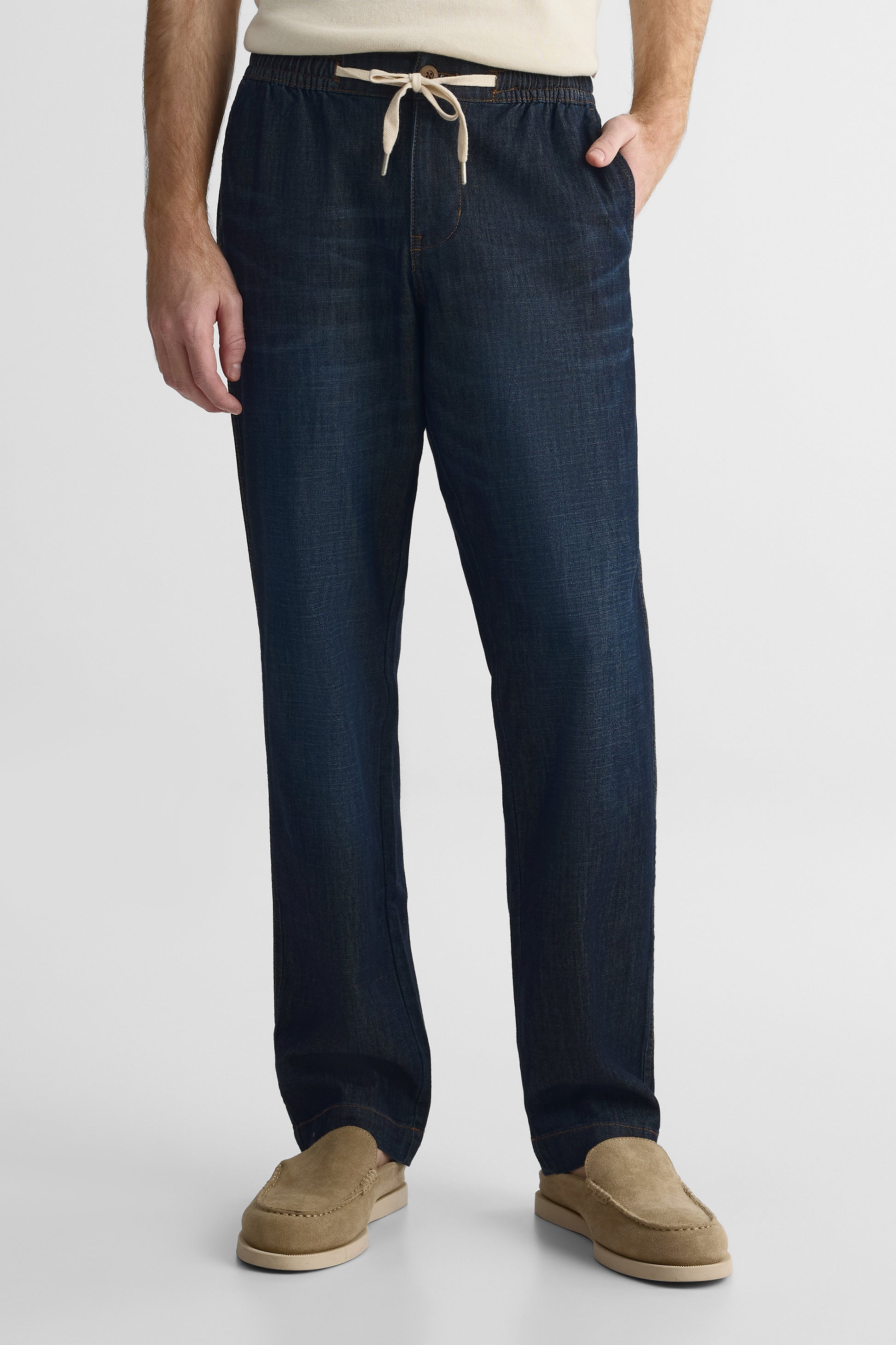 Jeans 5 poches avec cordon - Homme && DENIM FONCE