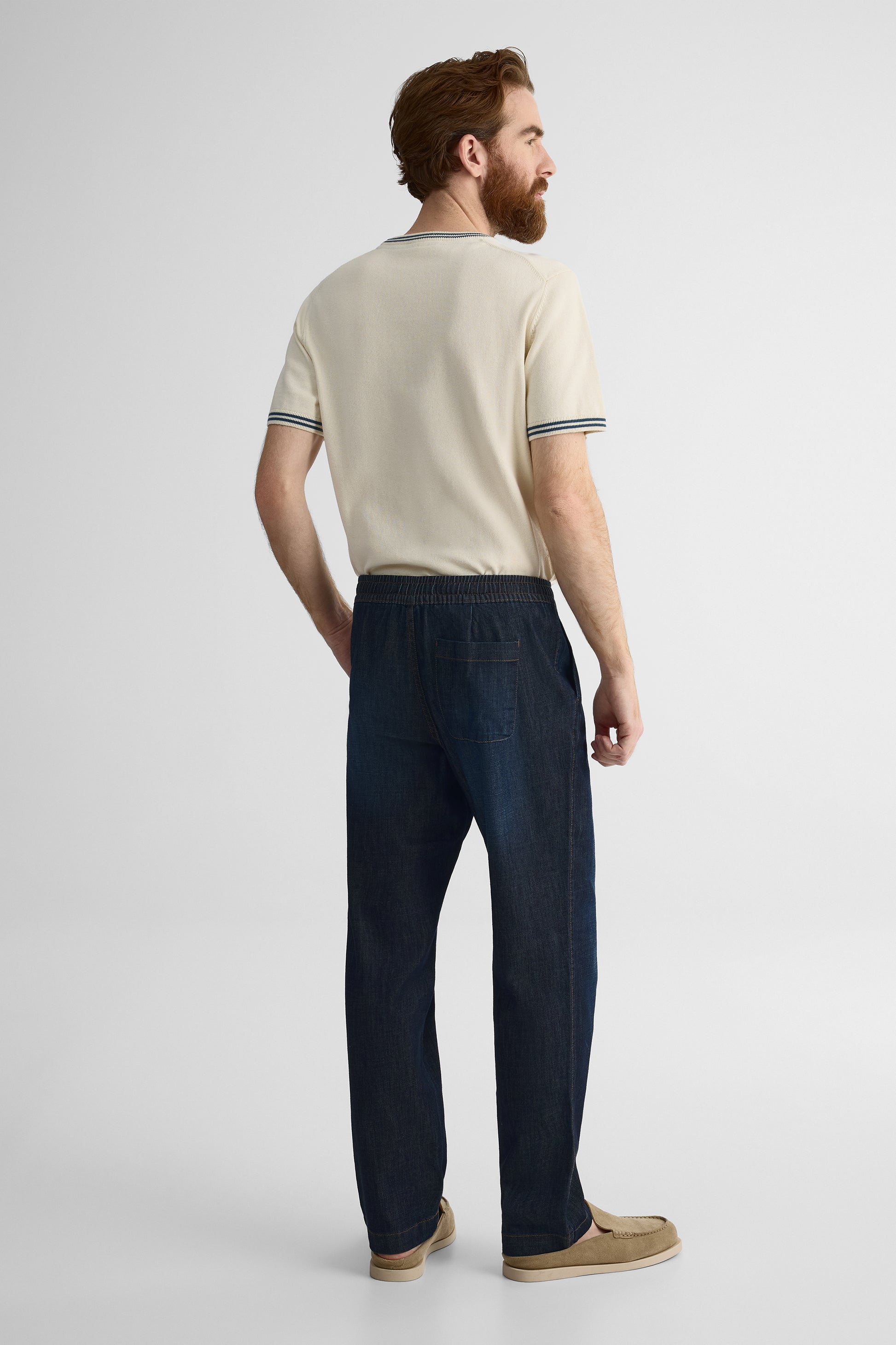 Jeans 5 poches avec cordon - Homme && DENIM FONCE