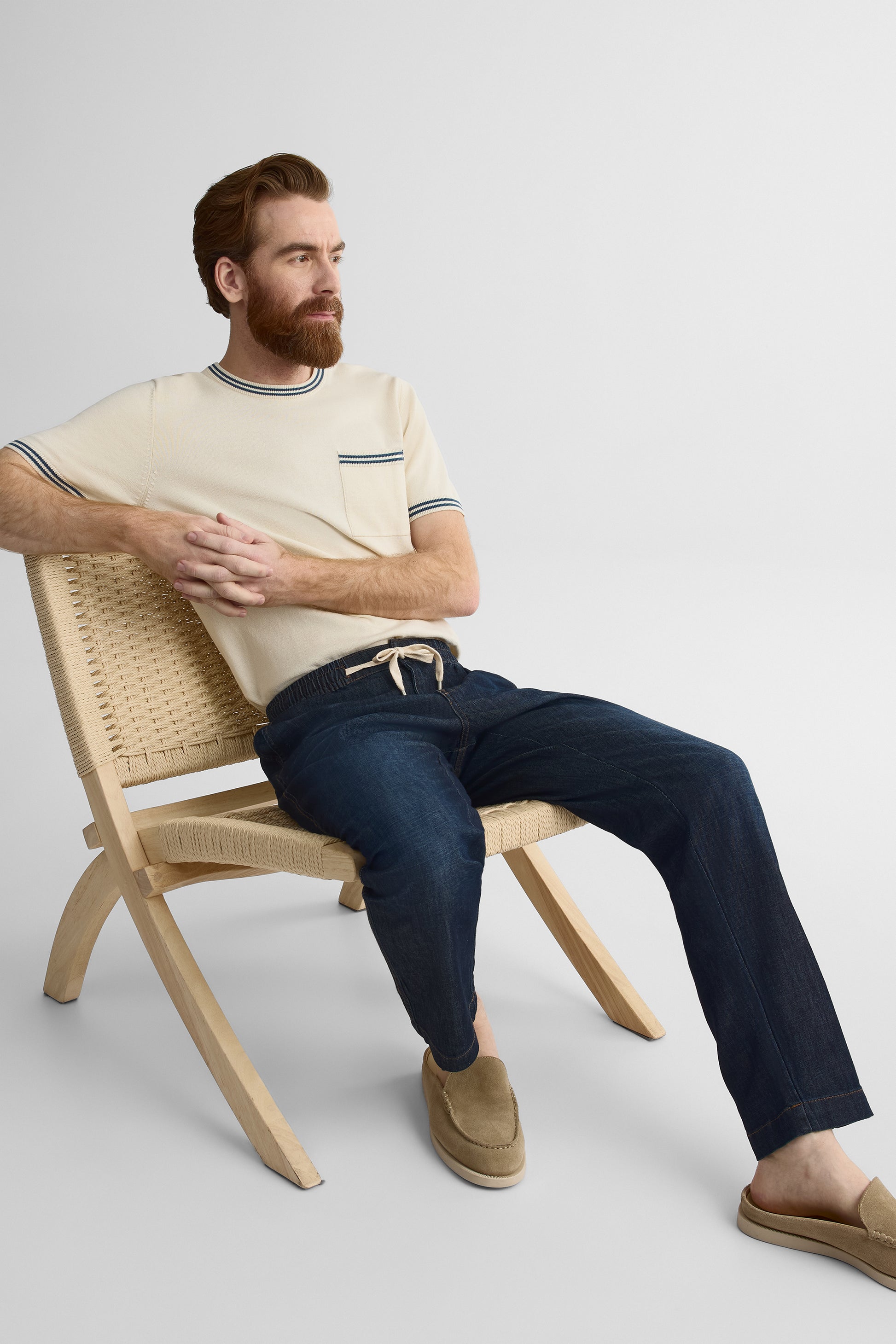 Jeans 5 poches avec cordon - Homme && DENIM FONCE