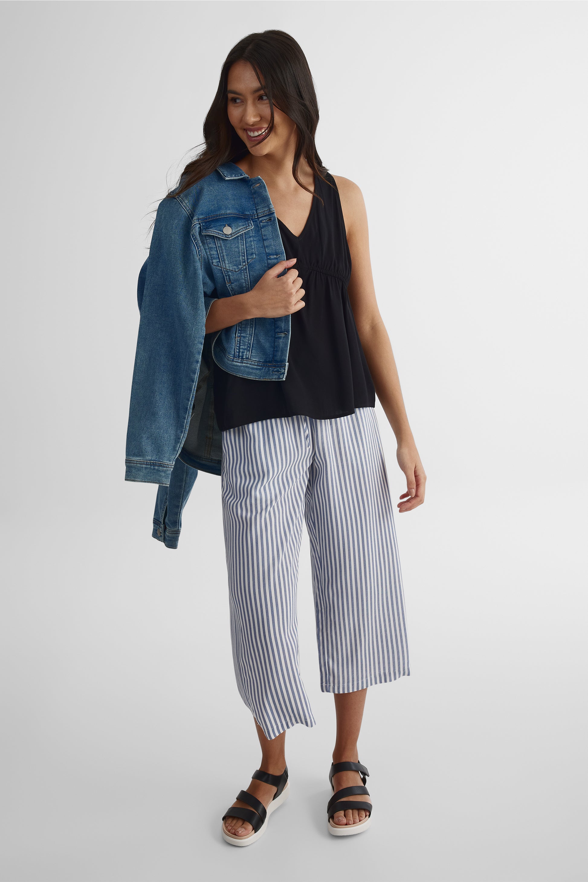 Blouse col V en viscose - Femme && NOIR