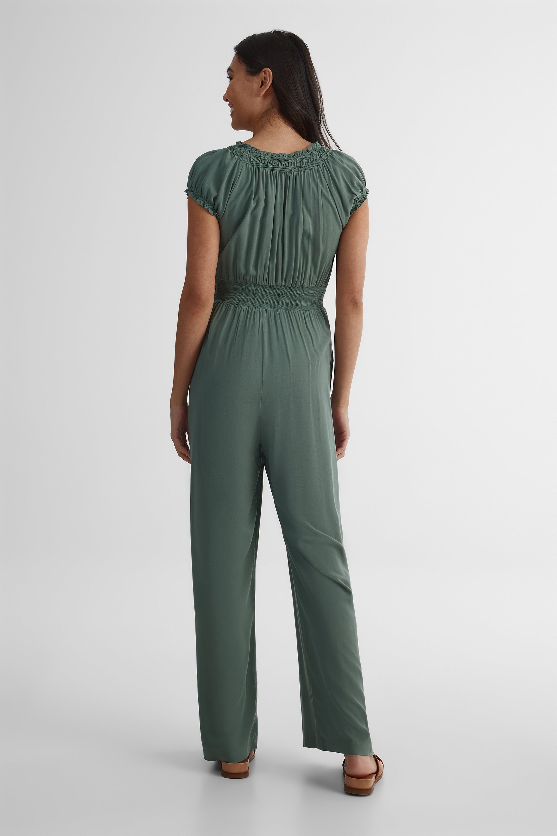 Robe d'été col V - Femme && KAKI