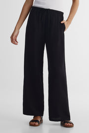 Pantalon pull-on taille élastique - Femme && NOIR