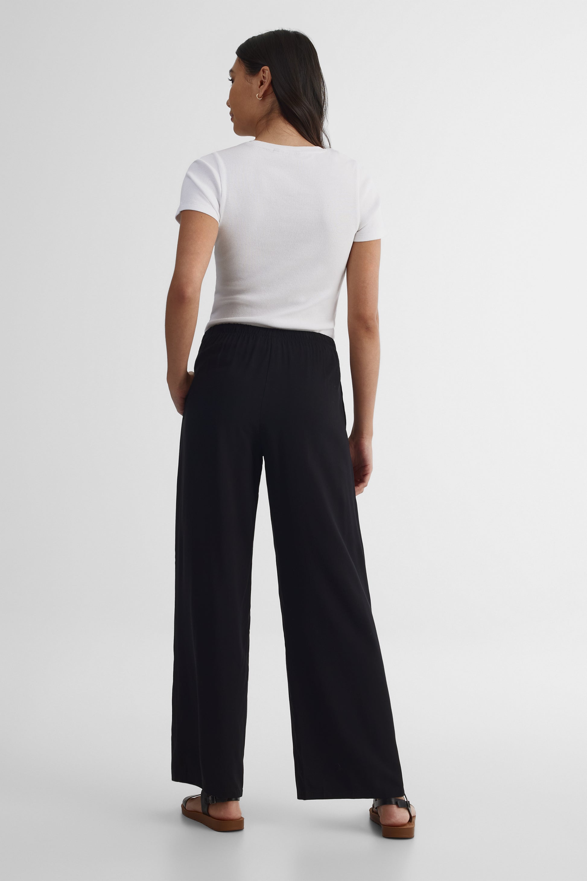 Pantalon pull-on taille élastique - Femme && NOIR